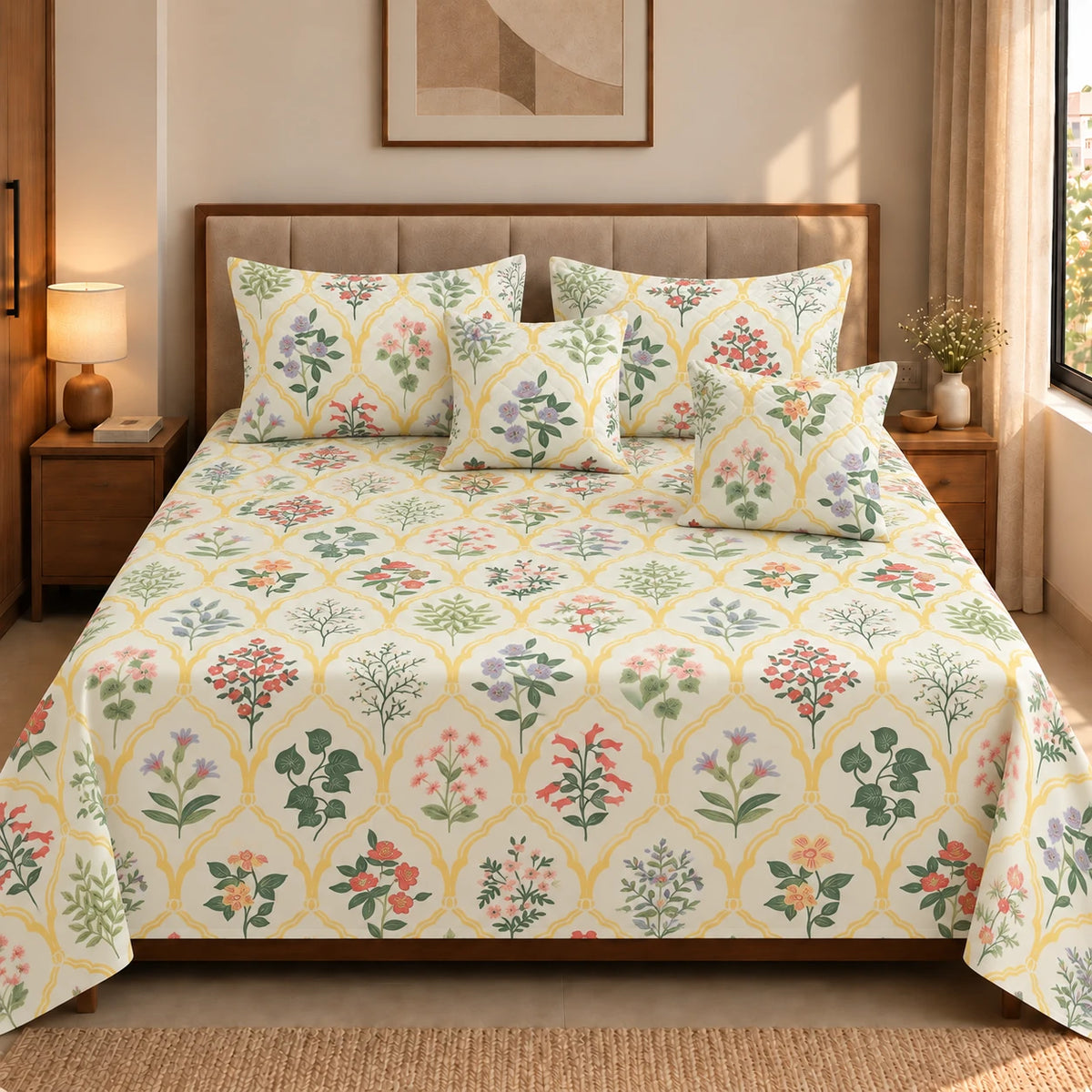 Ceramica - 5 Pieces - Quilted Bedding Set (90 x 90 inches)