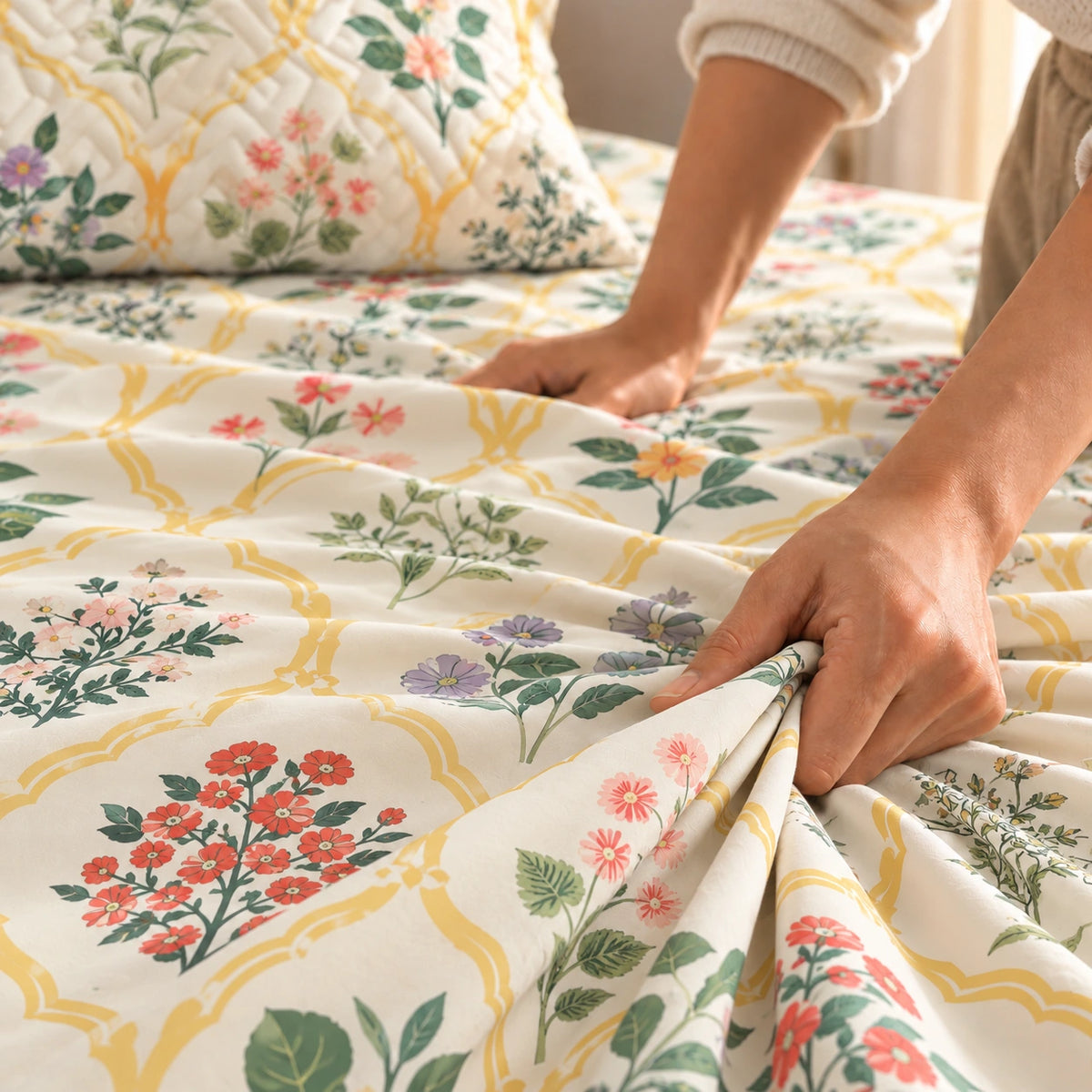 Ceramica - 5 Pieces - Quilted Bedding Set (90 x 90 inches)
