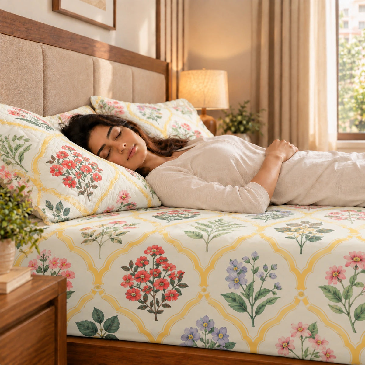 Ceramica - 5 Pieces - Quilted Bedding Set (90 x 90 inches)