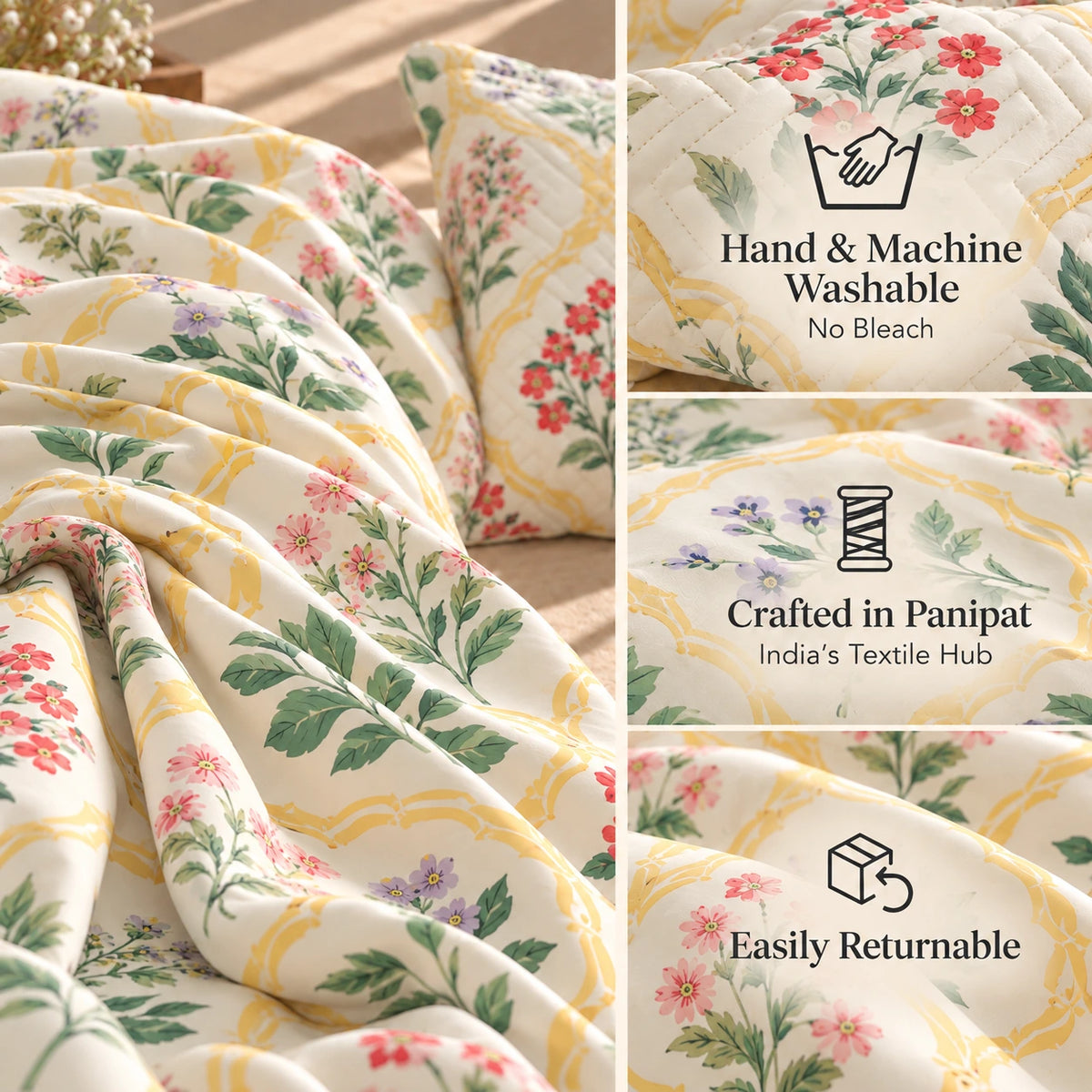 Ceramica - 5 Pieces - Quilted Bedding Set (90 x 90 inches)