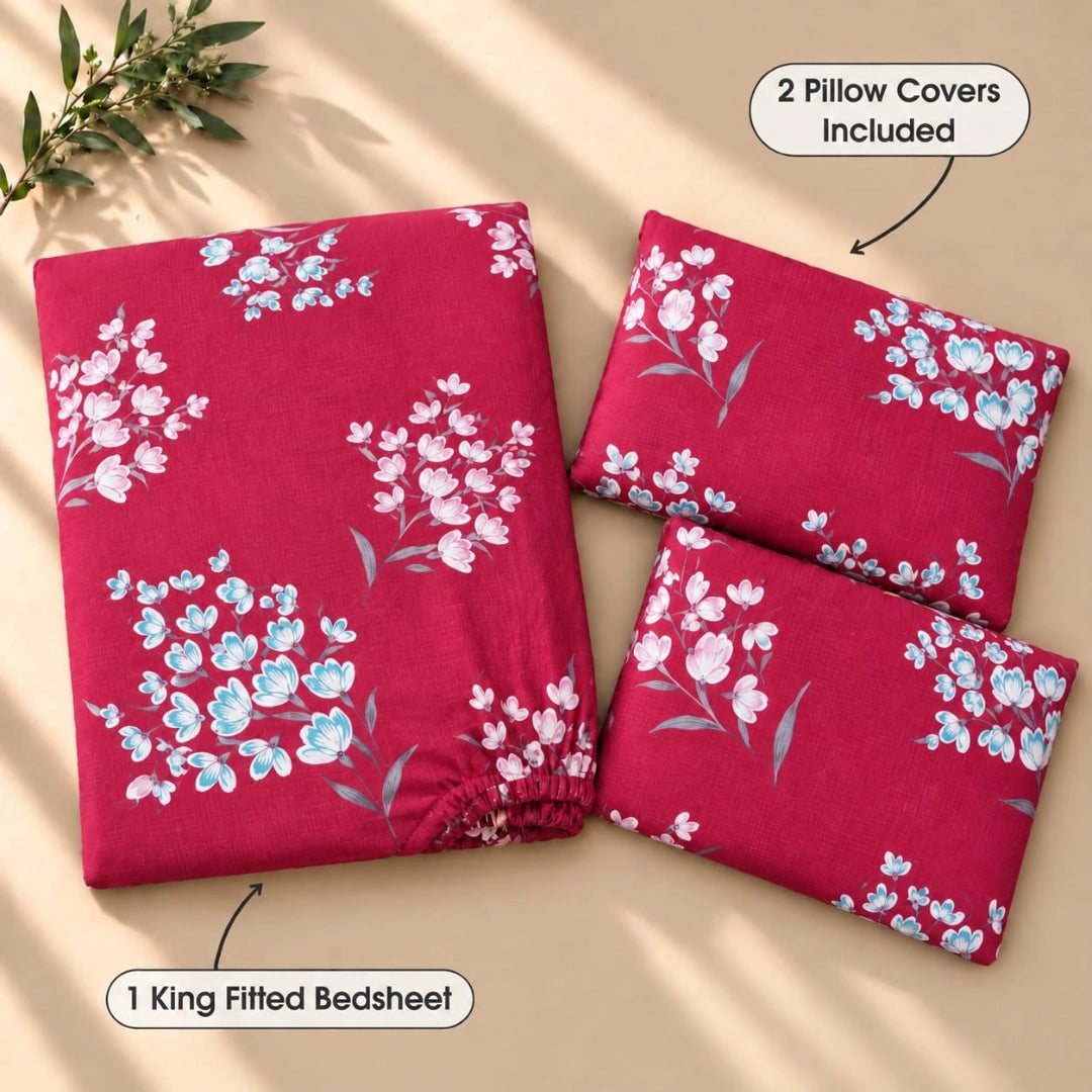 Cherry - King - Fitted Bedsheet (78×72 inches)