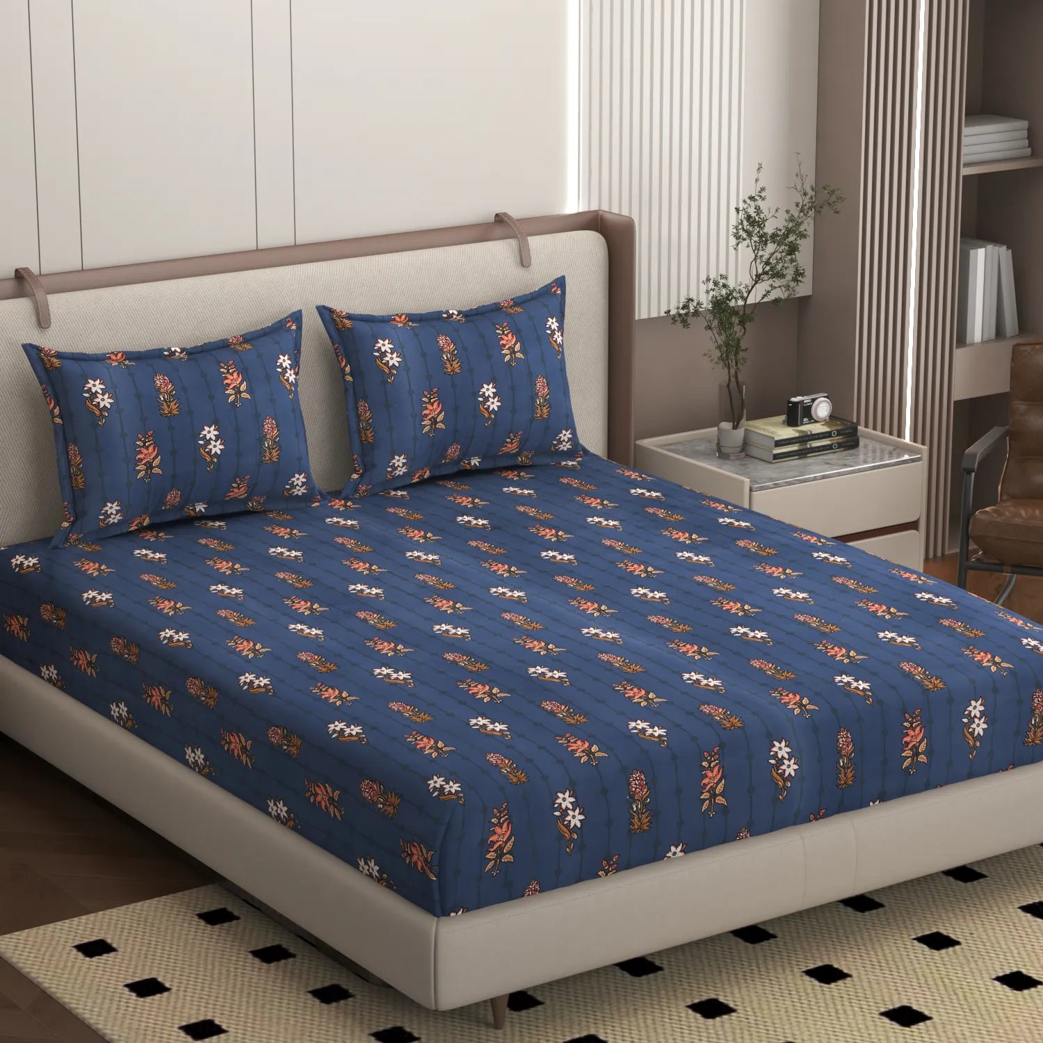 Cortina Blue - King - Fitted Bedsheet (78×72 inches)