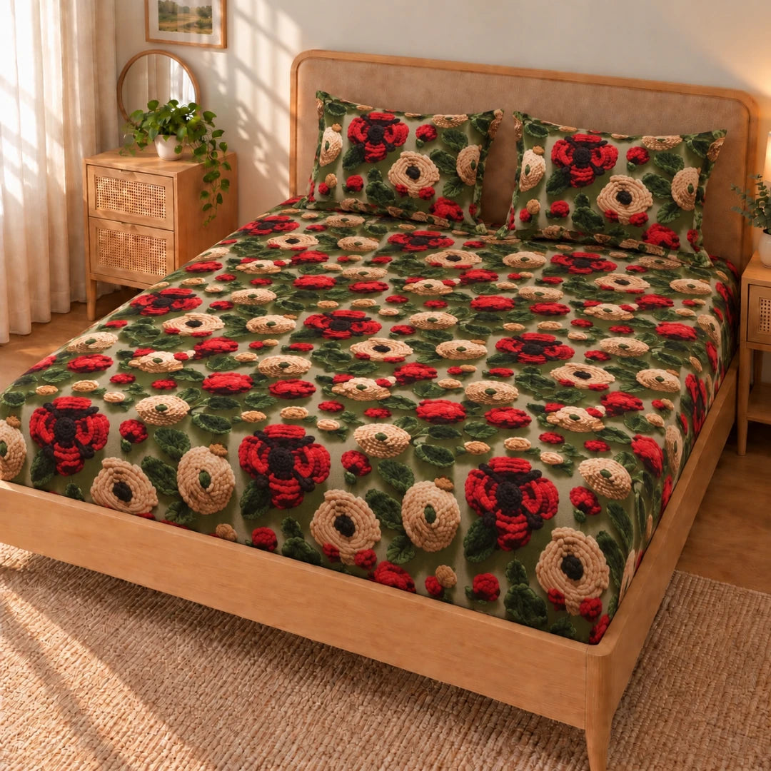 Crochet - King - 7D Design Fitted Bedsheet (78×72 inches)