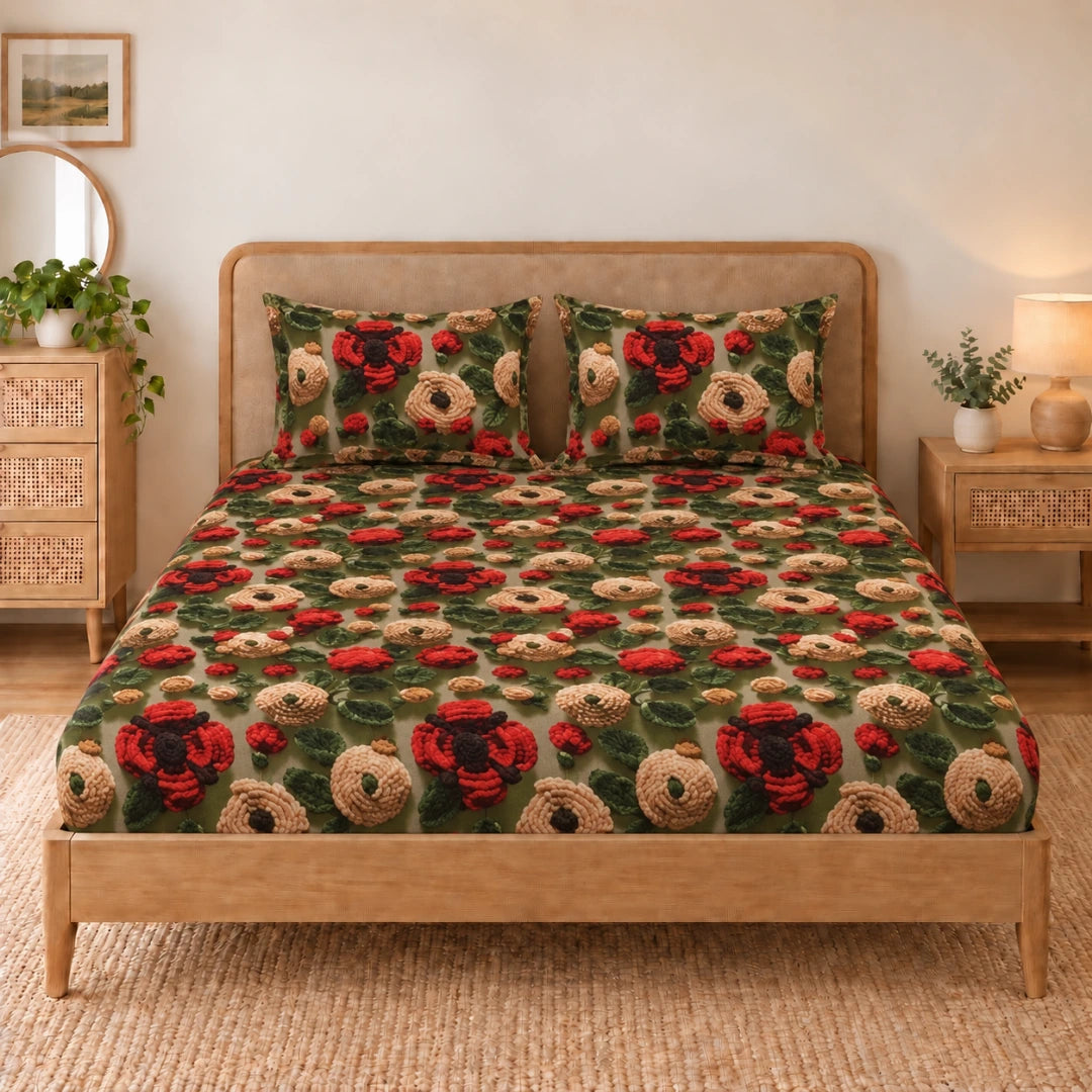 Crochet - King - 7D Design Fitted Bedsheet (78×72 inches)