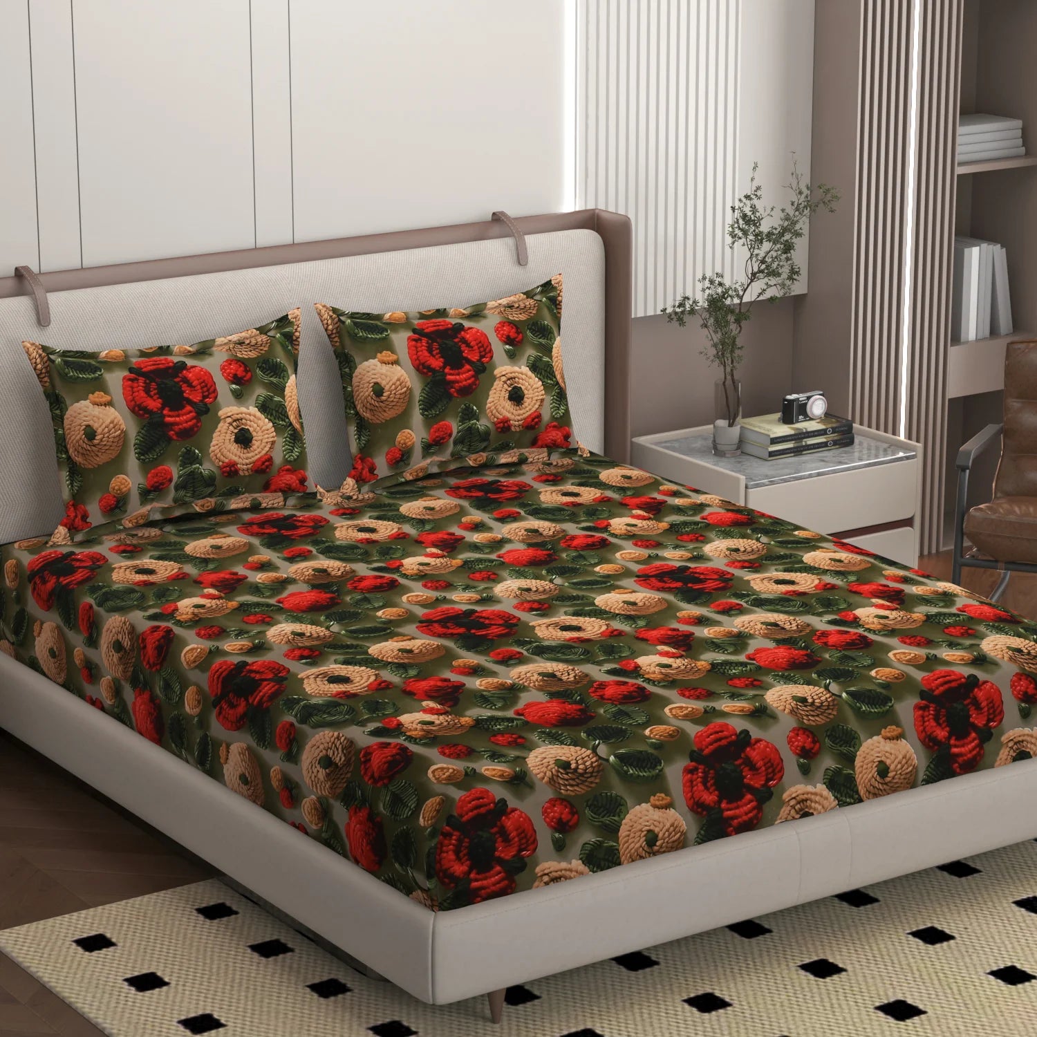 Crochet - King - 7D Design Fitted Bedsheet (78×72 inches)