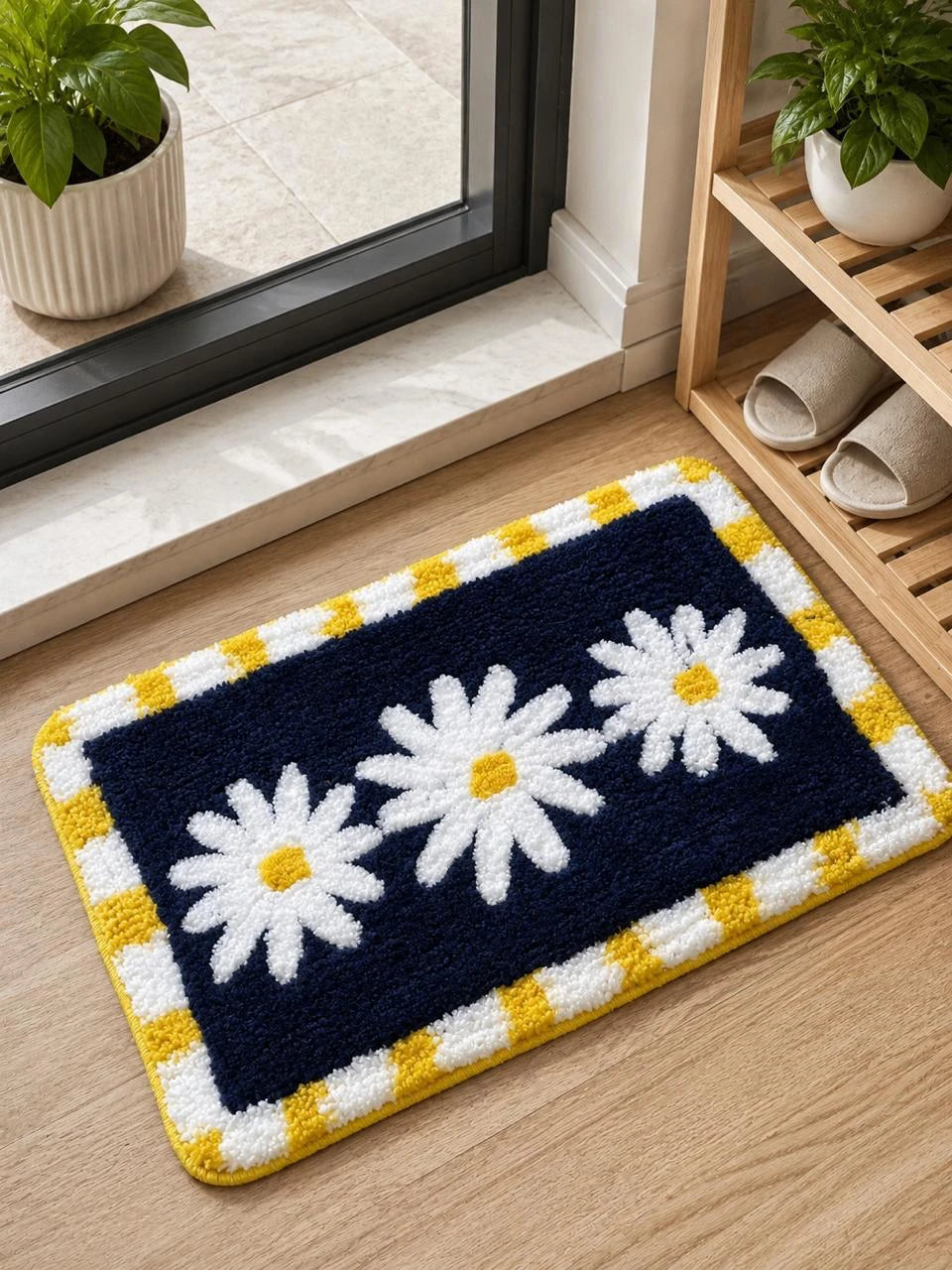 Daffodils Blue - Anti-Slip Microfibre Doormat (40x60 cm)