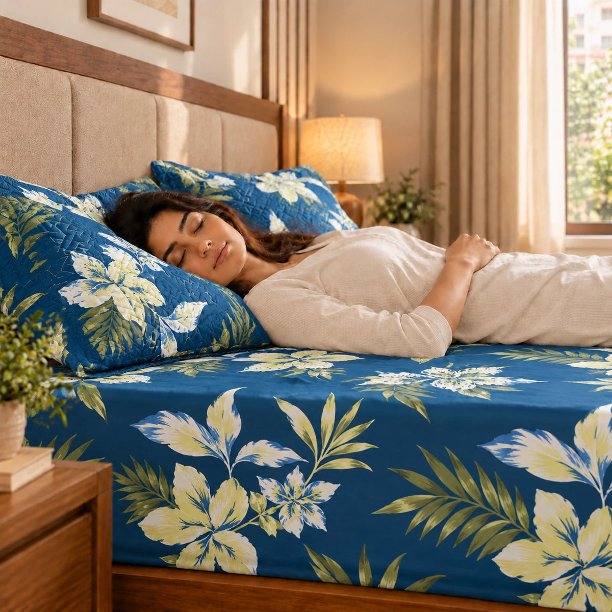 Devinity - 5 Pieces - Quilted Bedding Set (90 x 90 inches)