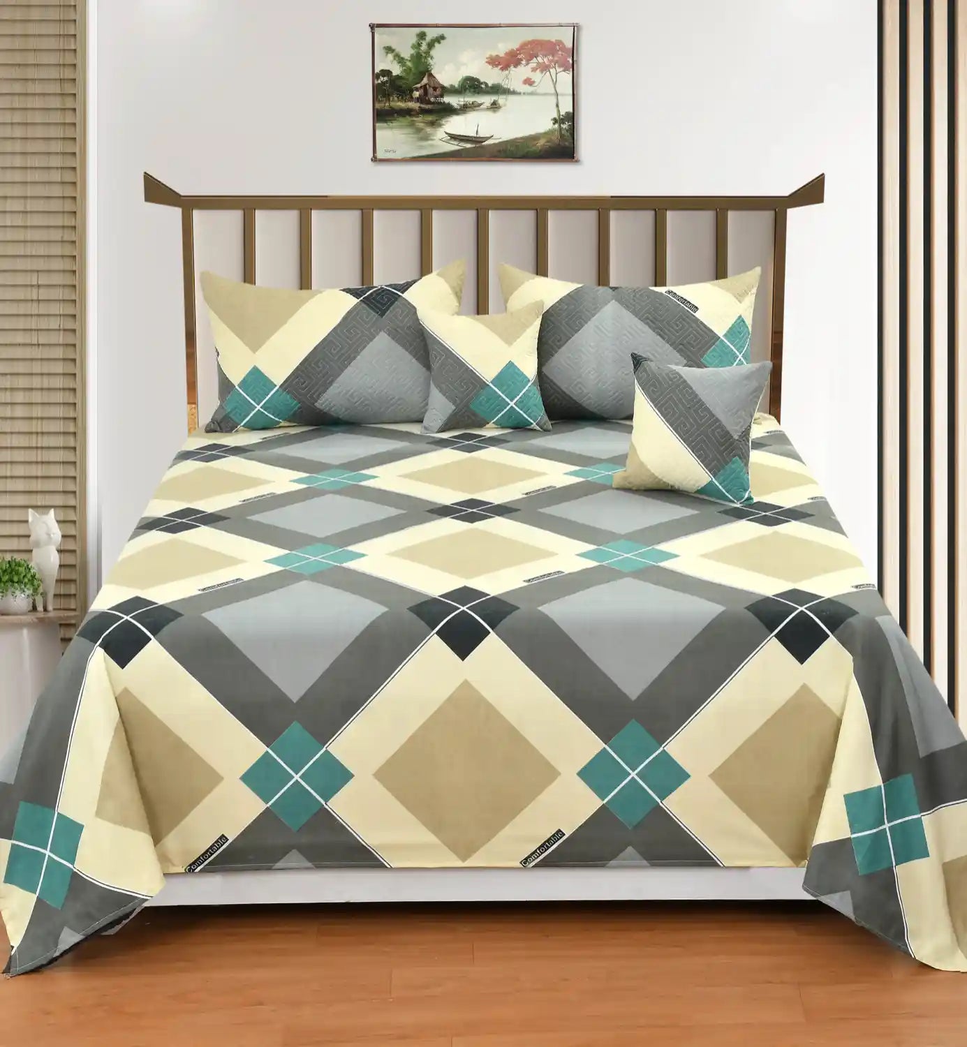 Dublin - 5 Pieces - Quilted Bedding Set (90 x 90 inches)