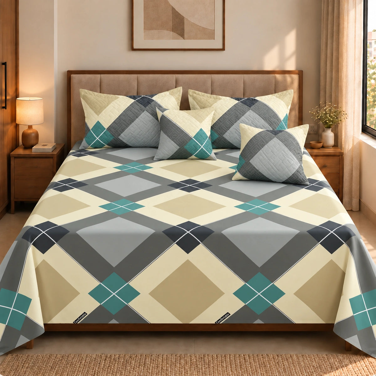 Dublin - 5 Pieces - Quilted Bedding Set (90 x 90 inches)