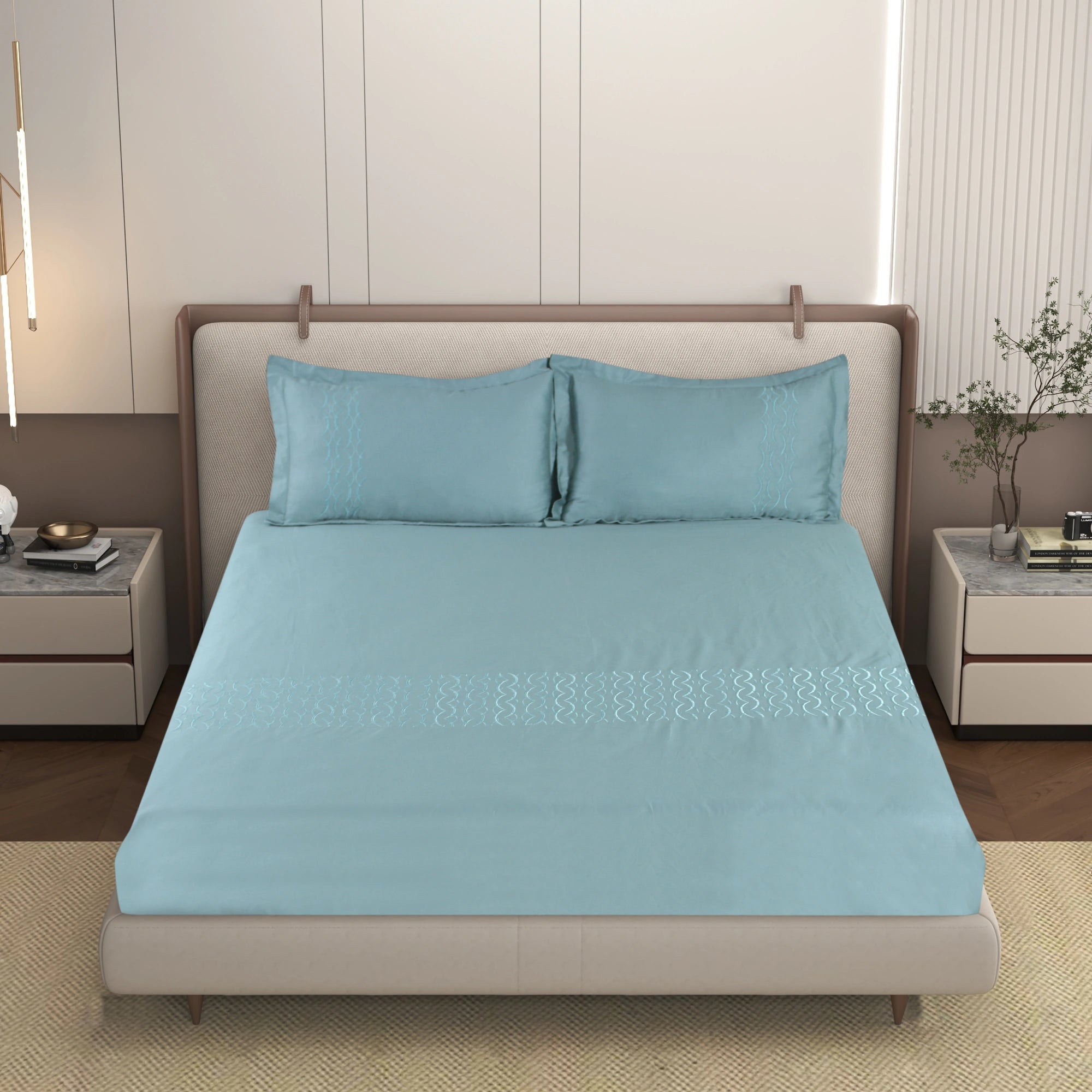 EDEN - Aqua Tide - Pure Cotton King Bedsheet (108×108 inches)