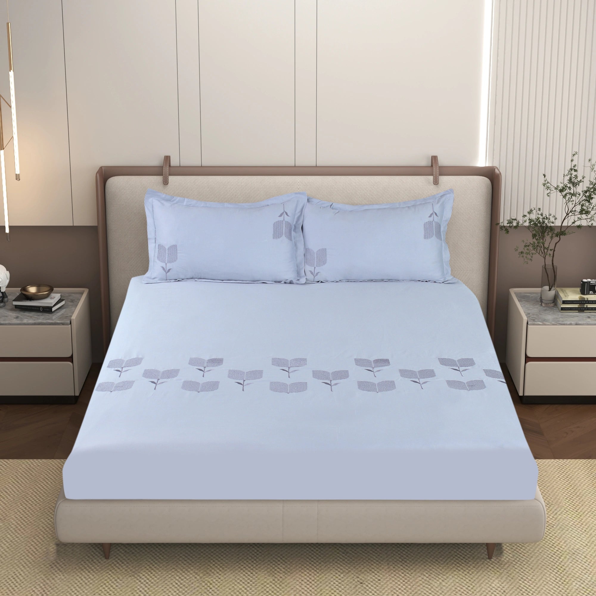 EDEN - Reed Ice - Pure Cotton King Bedsheet (108×108 inches)