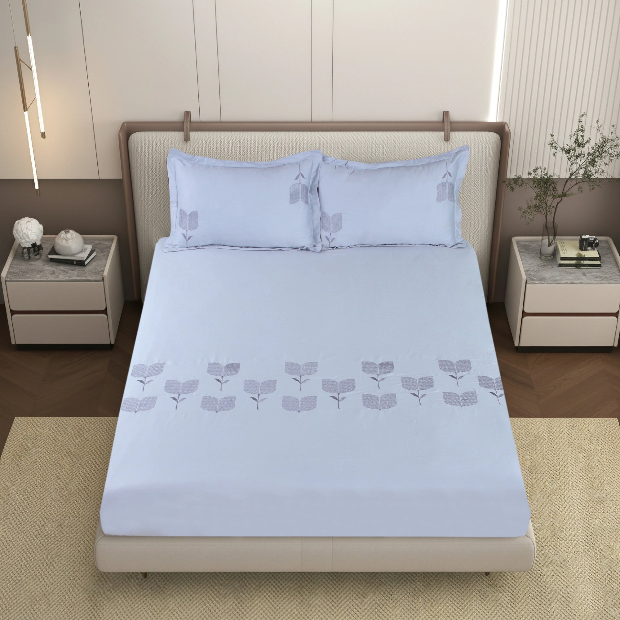 EDEN - Reed Ice - Pure Cotton King Bedsheet (108×108 inches)