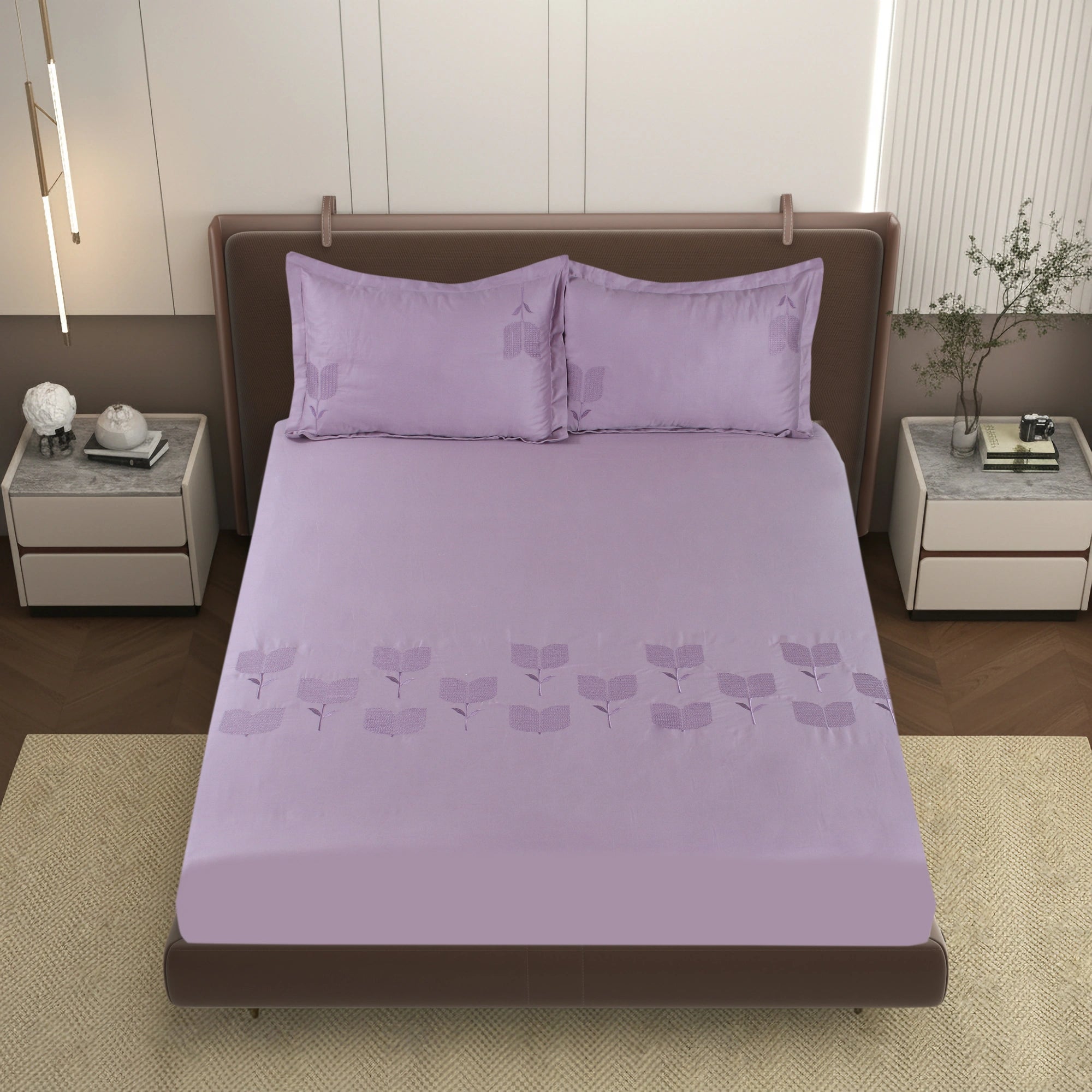EDEN - Reed Lilac - Pure Cotton King Bedsheet (108×108 inches)