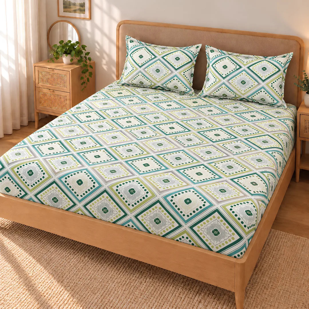 Emerald - Queen/Double - Fitted Bedsheet (76×72 inches)