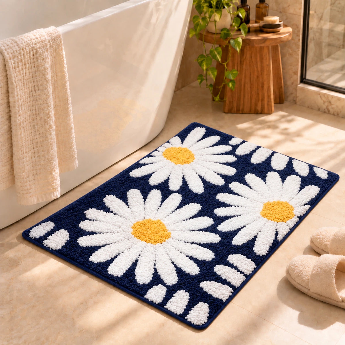 Flora Blue - Anti-Slip Microfibre Doormat (40x60 cm) - Pack of 1