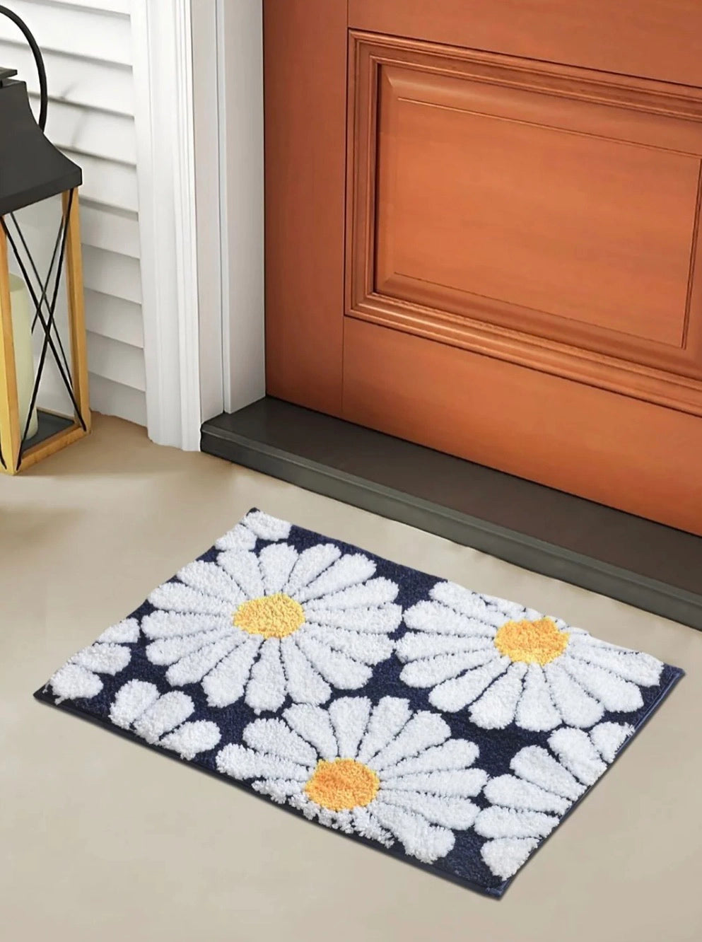 Flora Blue - Anti-Slip Microfibre Doormat (40x60 cm) - Pack of 1