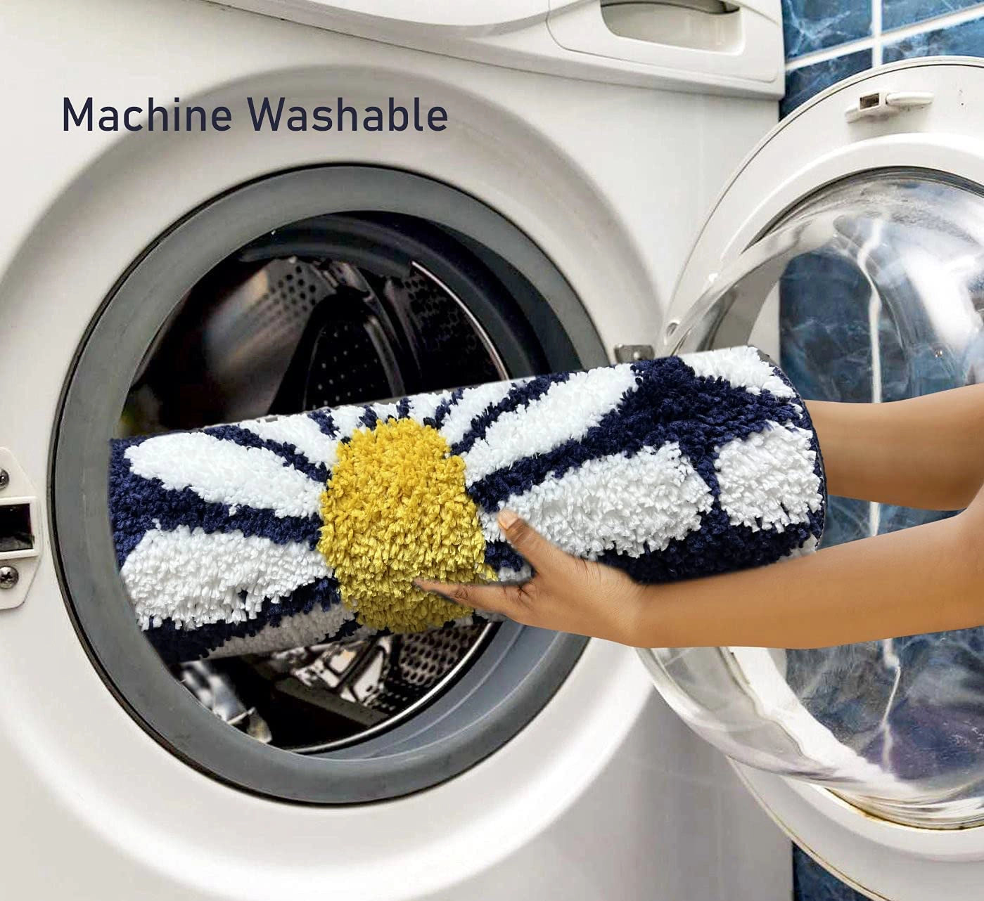 Flora Blue - Anti-Slip Microfibre Doormat (40x60 cm) - Pack of 1