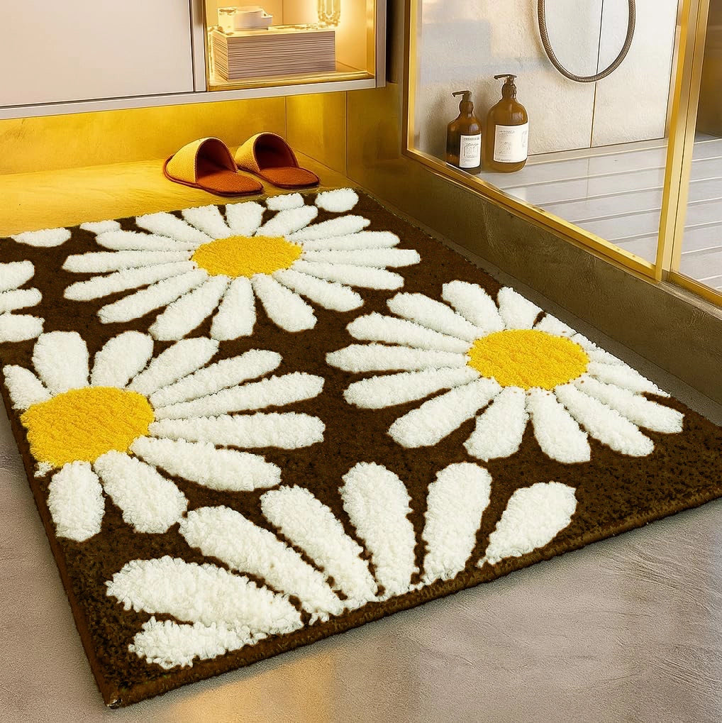 Flora Brown - Anti-Slip Microfibre Doormat (40x60 cm) - Pack of 1