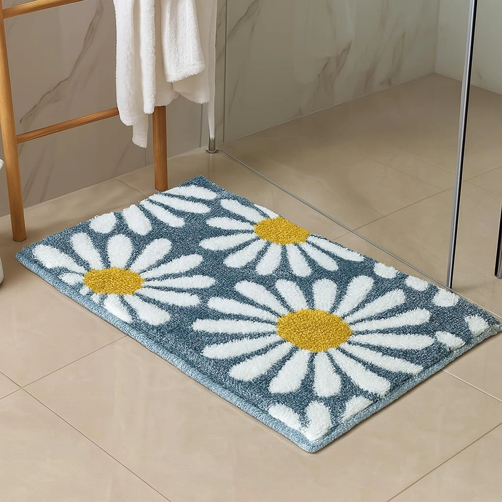 Flora Grey - Anti-Slip Microfibre Doormat (40x60 cm) - Pack of 1
