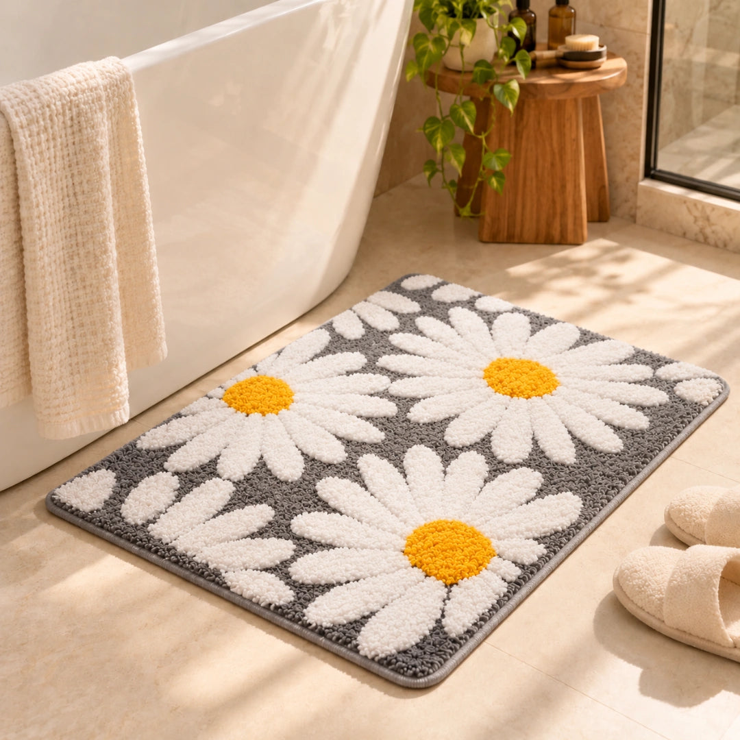 Flora Grey - Anti-Slip Microfibre Doormat (40x60 cm) - Pack of 1