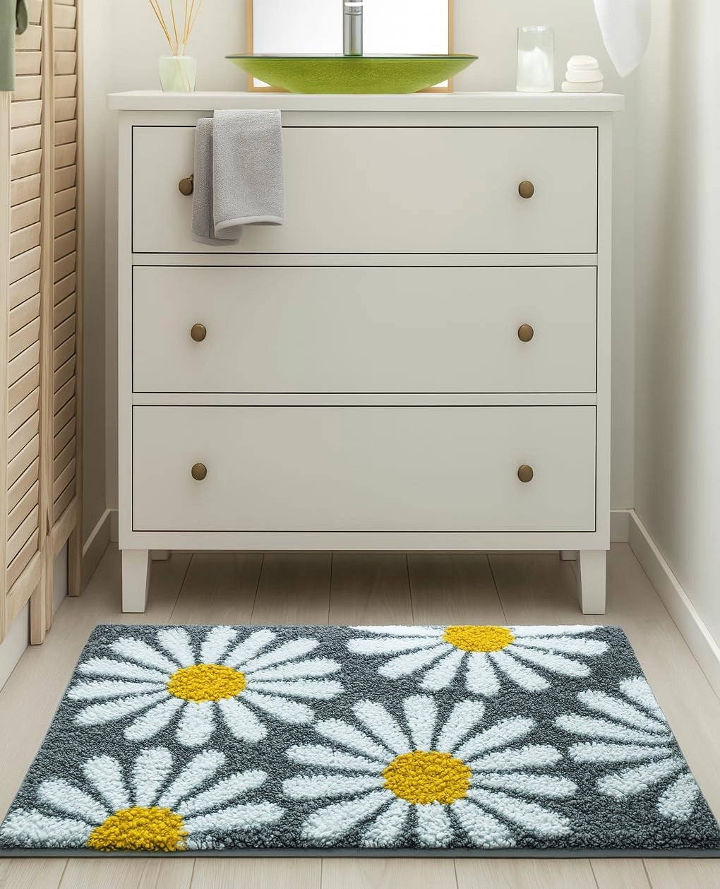 Flora Grey - Anti-Slip Microfibre Doormat (40x60 cm) - Pack of 1