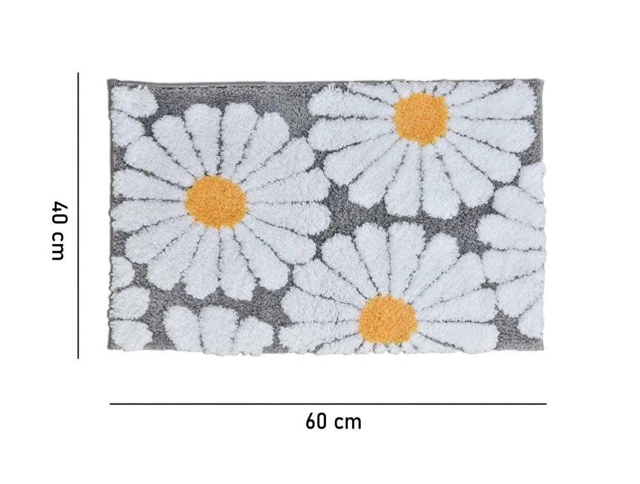 Flora Grey - Anti-Slip Microfibre Doormat (40x60 cm) - Pack of 1