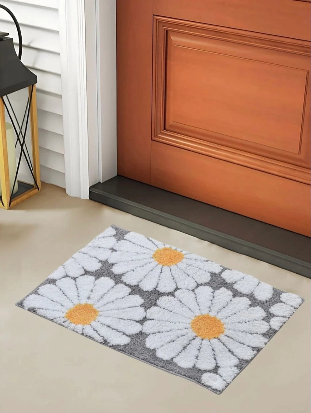 Flora Grey - Anti-Slip Microfibre Doormat (40x60 cm) - Pack of 1