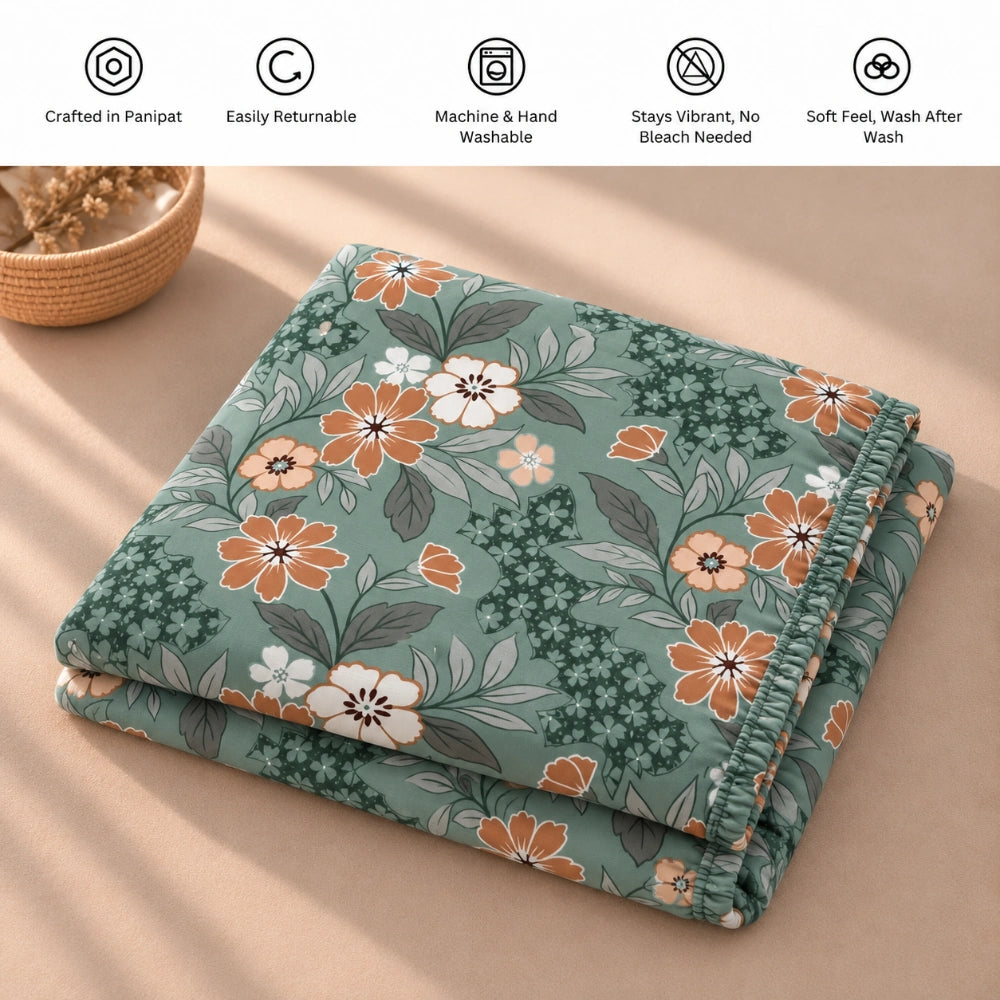 Flora Noir - Queen/Double - Fitted Bedsheet (76×72 inches)