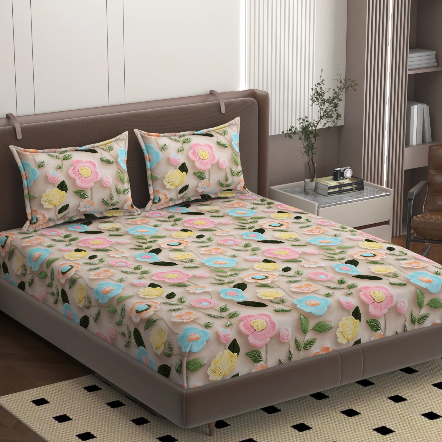 Floraire - King - 7D Design Fitted Bedsheet (78×72 inches)