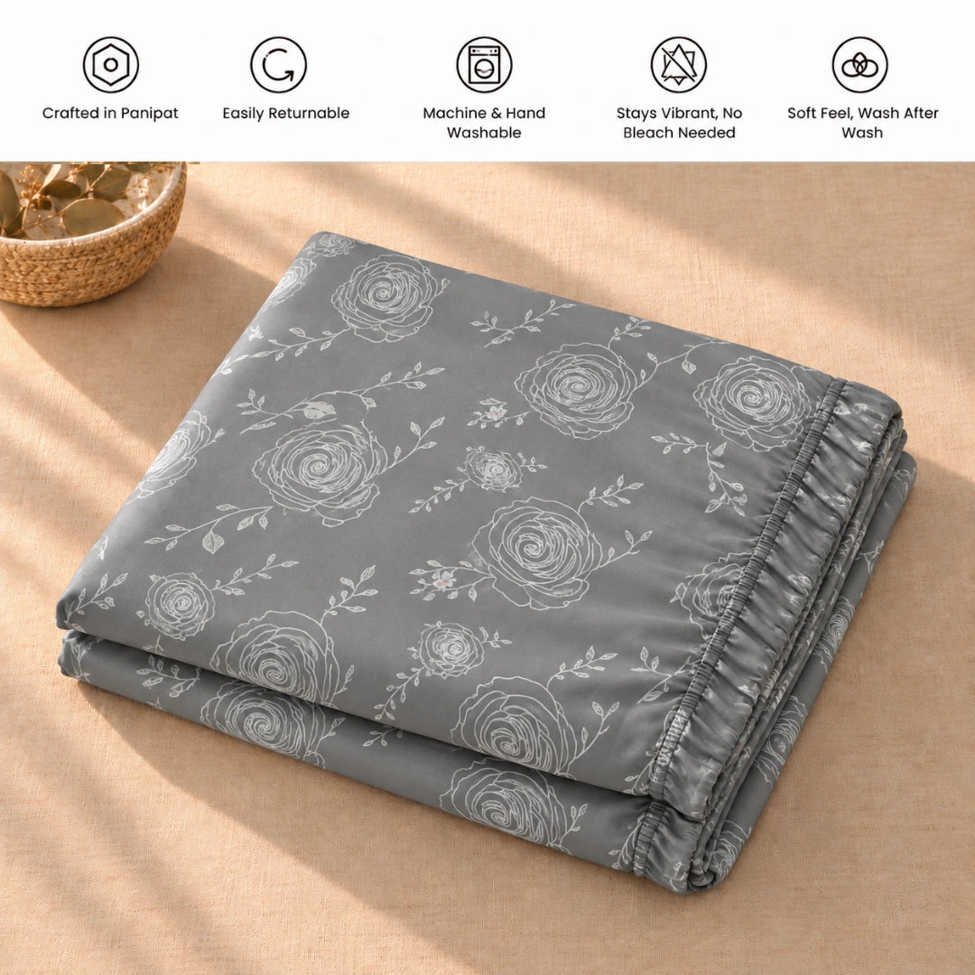 Floretta Grey - King - Fitted Bedsheet (78×72 inches)