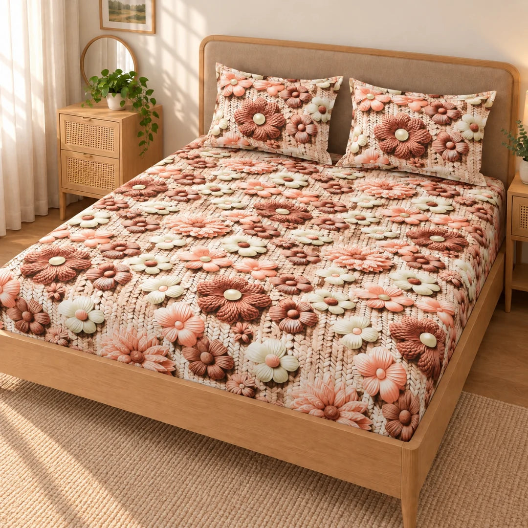 Florina - King - 7D Design Fitted Bedsheet (78×72 inches)