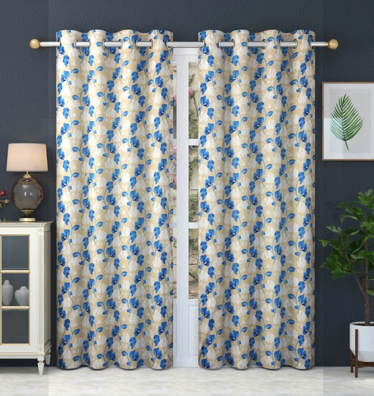Freesia - Blue Curtains (Set of 2) - Discontinued