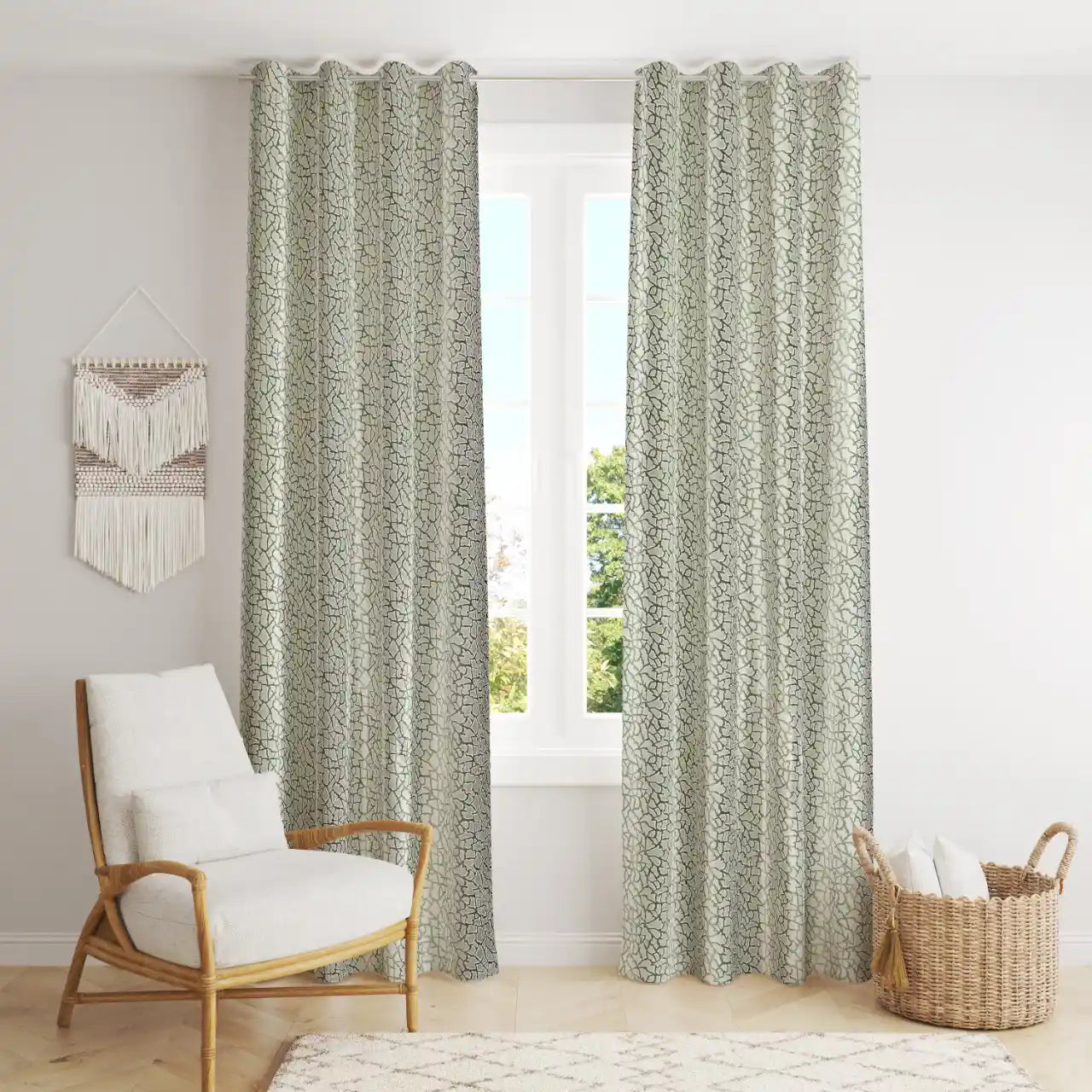 Freesia - Green Curtains (Set of 2)