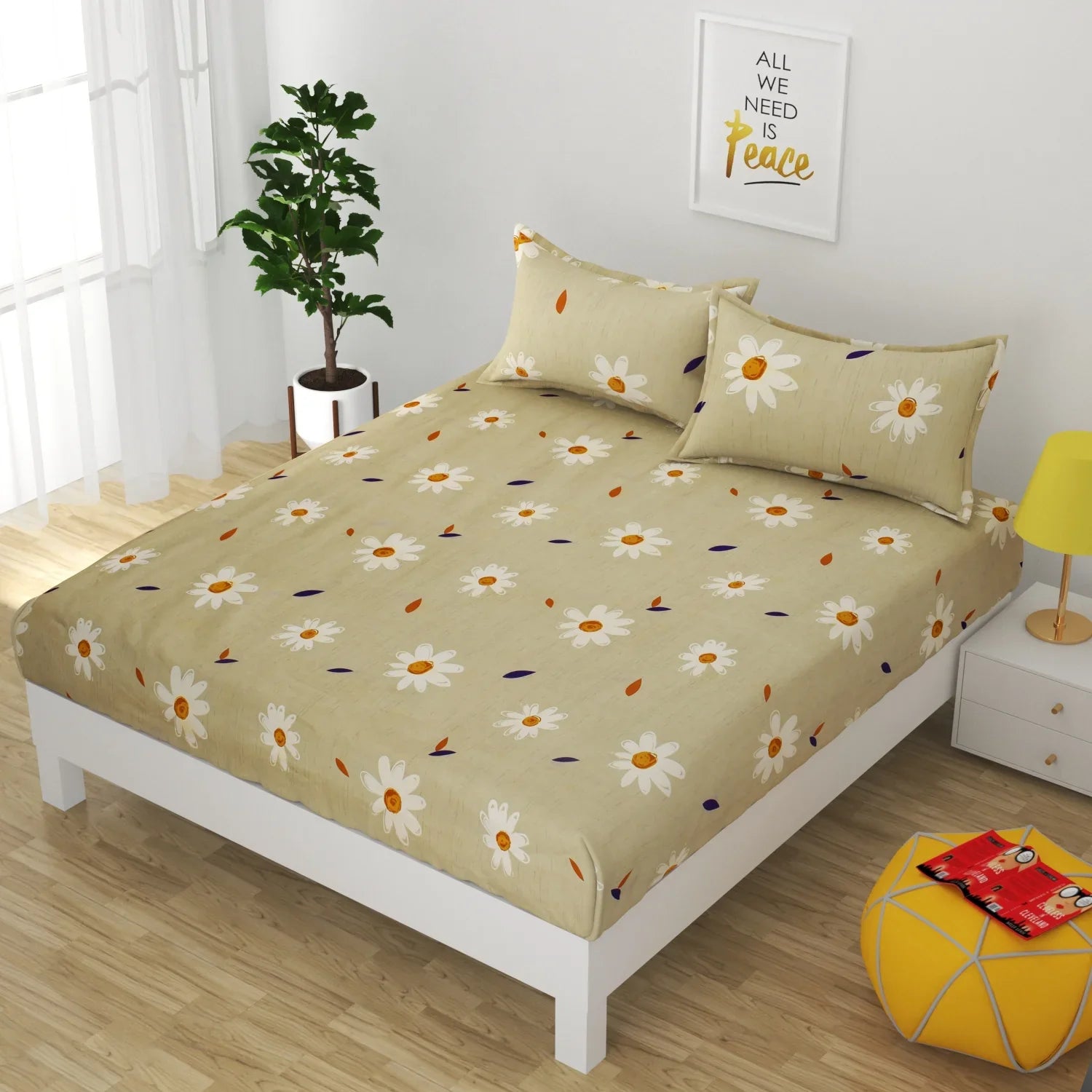 Golden Bliss - King - Fitted Bedsheet (78×72 inches)