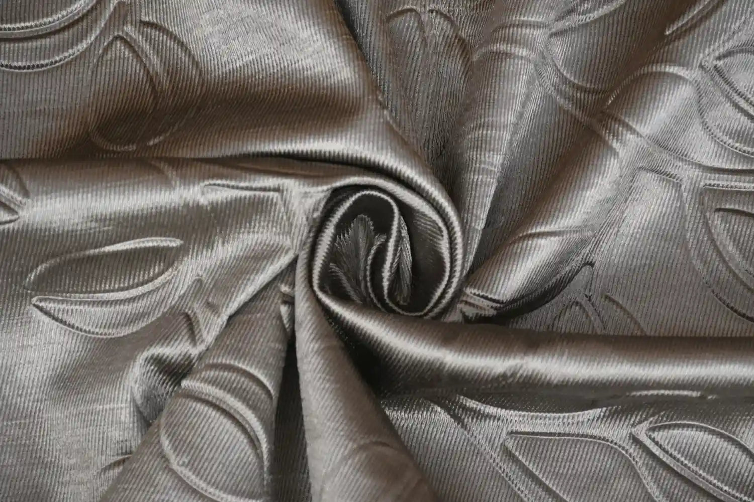 Grey Leaflet Polyester Curtains (Set of 3)