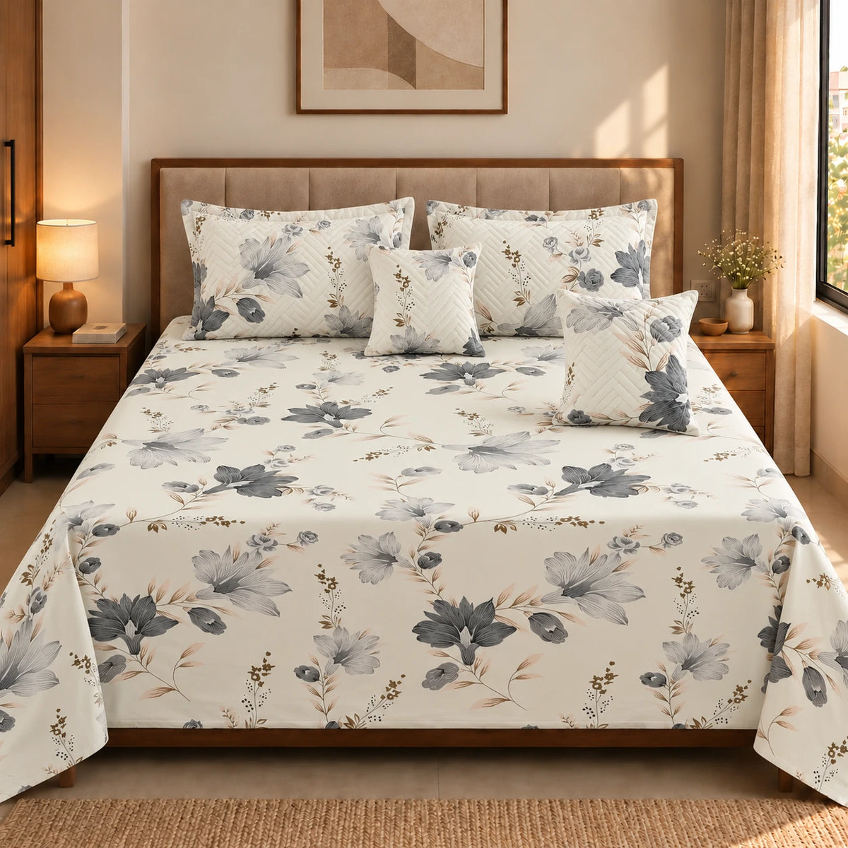 Haley - 5 Pieces - Quilted Bedding Set (90 x 90 inches)