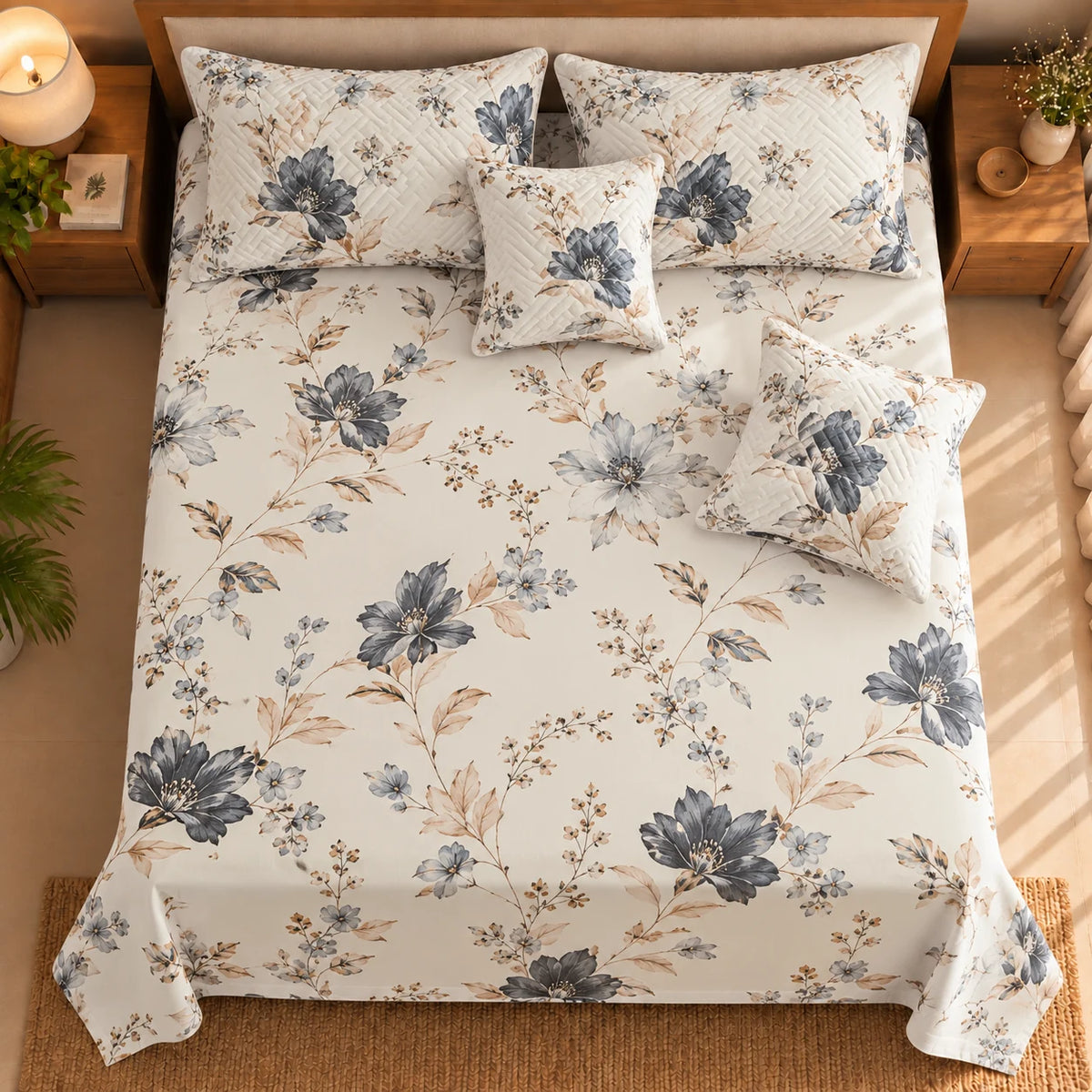 Haley - 5 Pieces - Quilted Bedding Set (90 x 90 inches)