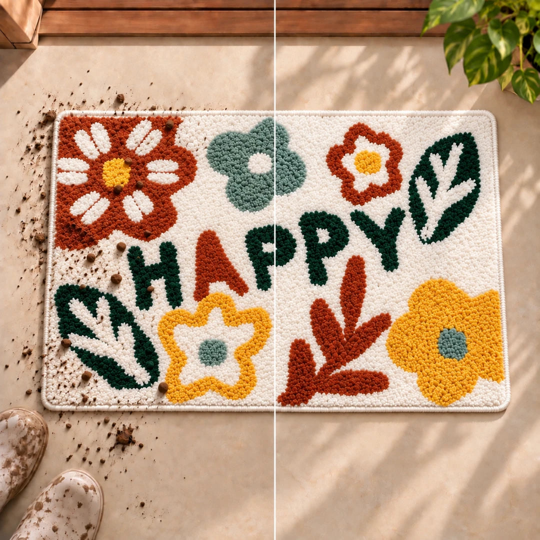Happy - Anti-Slip Microfibre Doormat (40x60 cm) - Pack of 1