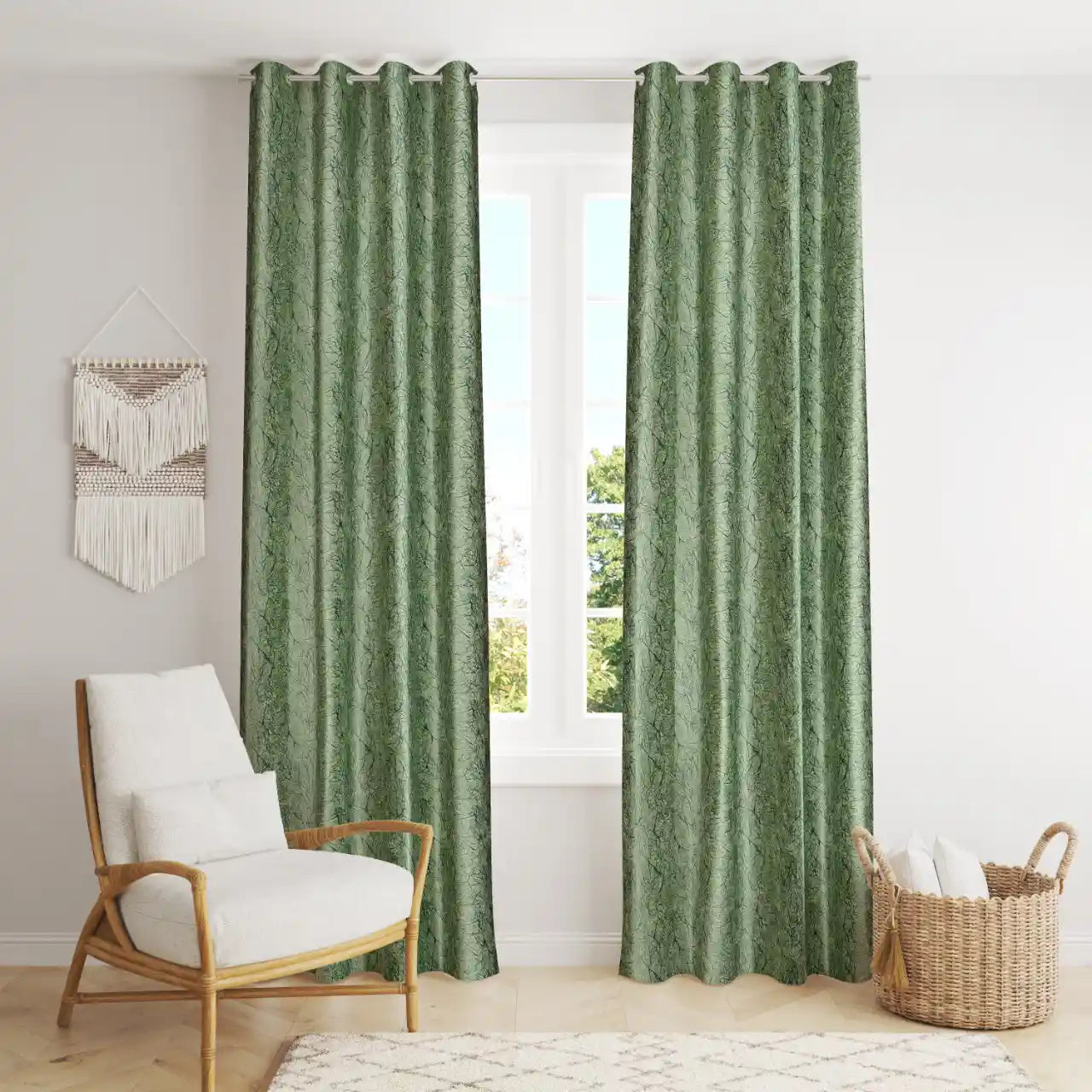 Heather - Green Curtains (Set of 2)