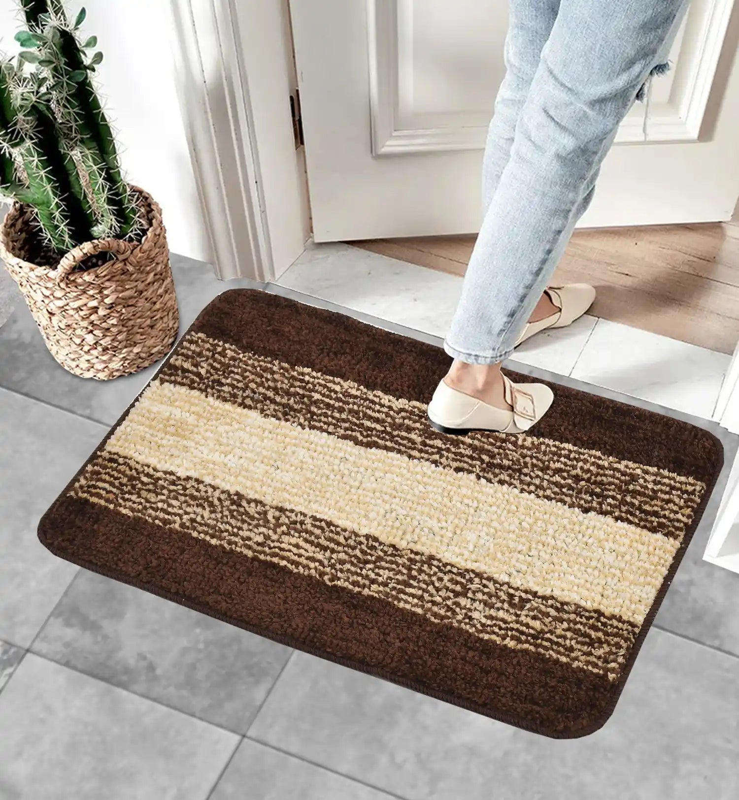 Holland - Brown Microfibre Doormat (Pack of 2)