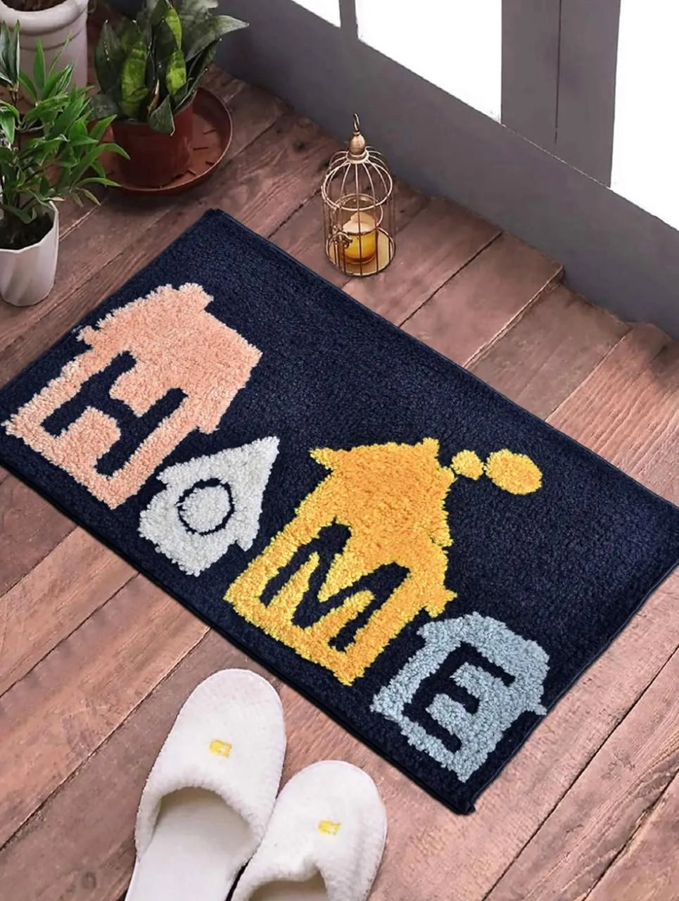 Home Blue - Anti-Slip Microfibre Doormat (40x60 cm) - Pack of 1