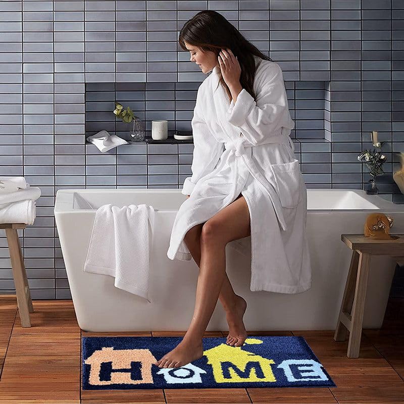 Home Blue - Anti-Slip Microfibre Doormat (40x60 cm) - Pack of 1