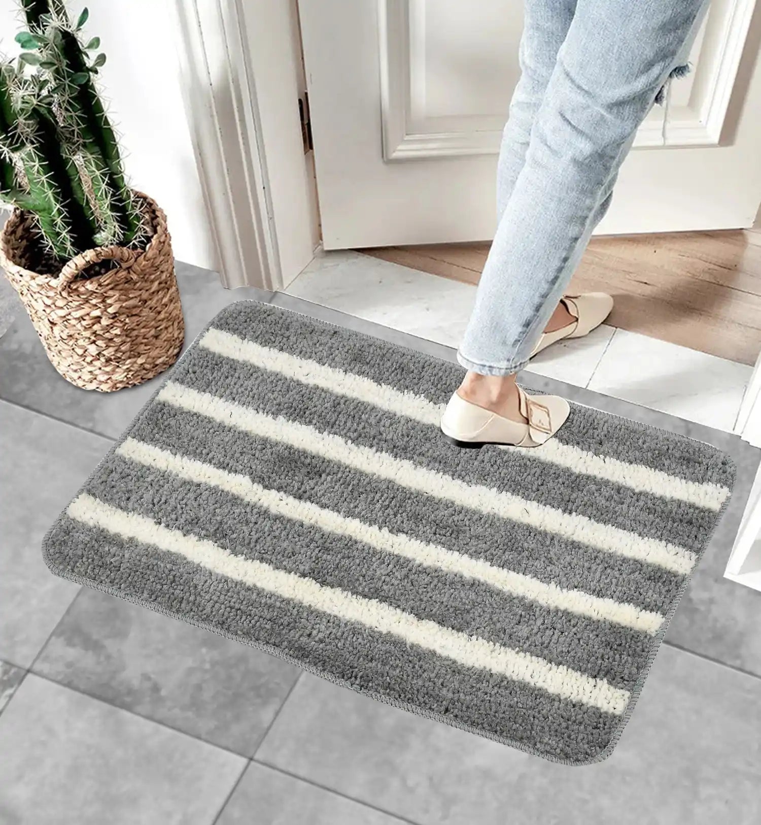 Horizon - Silver Microfibre Doormat (Pack of 2)