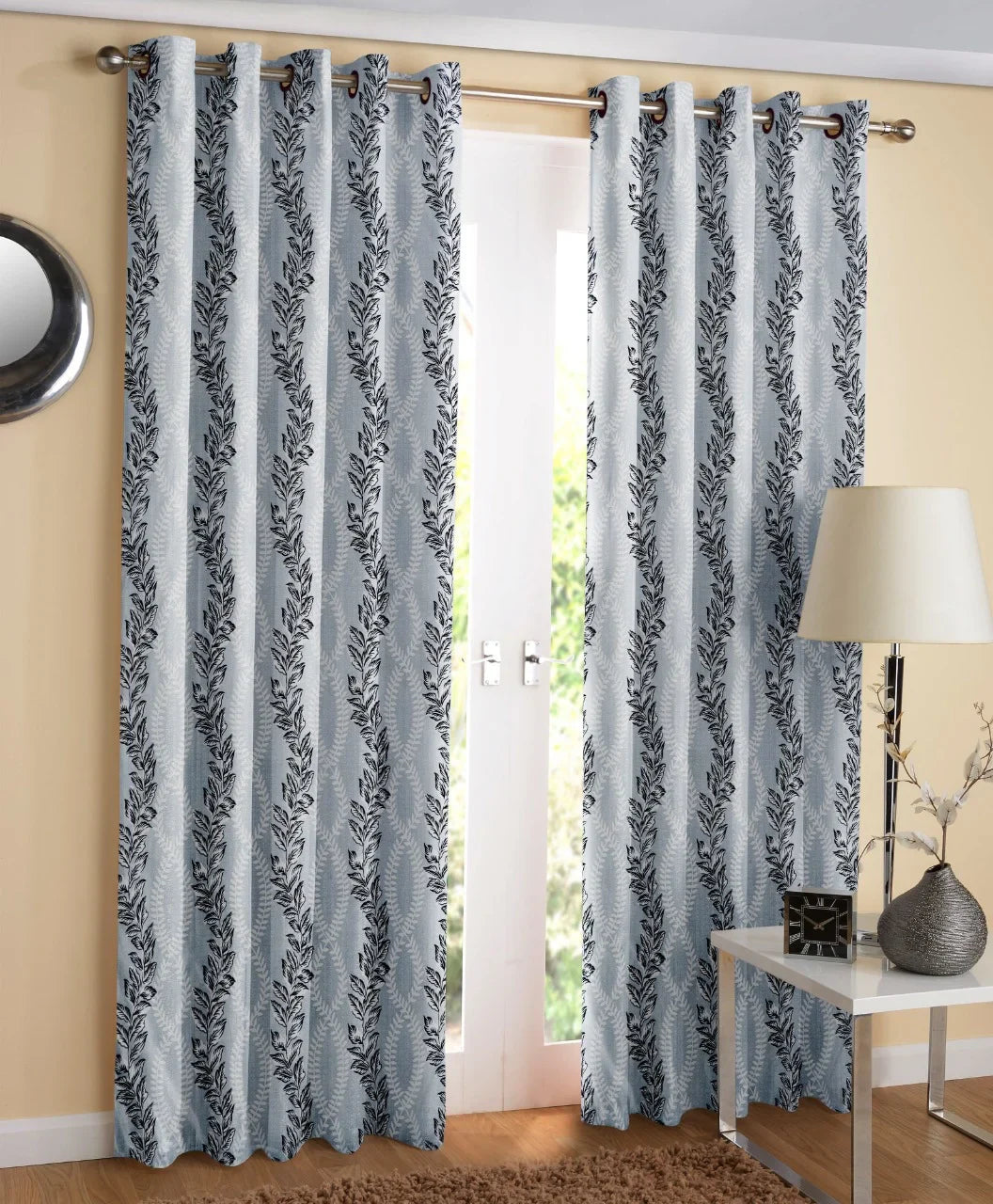 Ivy - Midnight Grey Curtains (Set of 2)