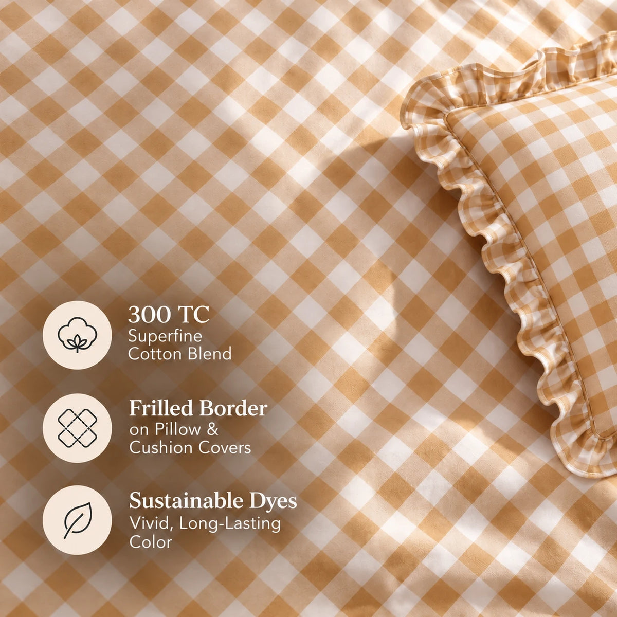 Juliette Dessert - 5 Pieces - Ruffle Frill Bedding Set (90 x 100 inches)