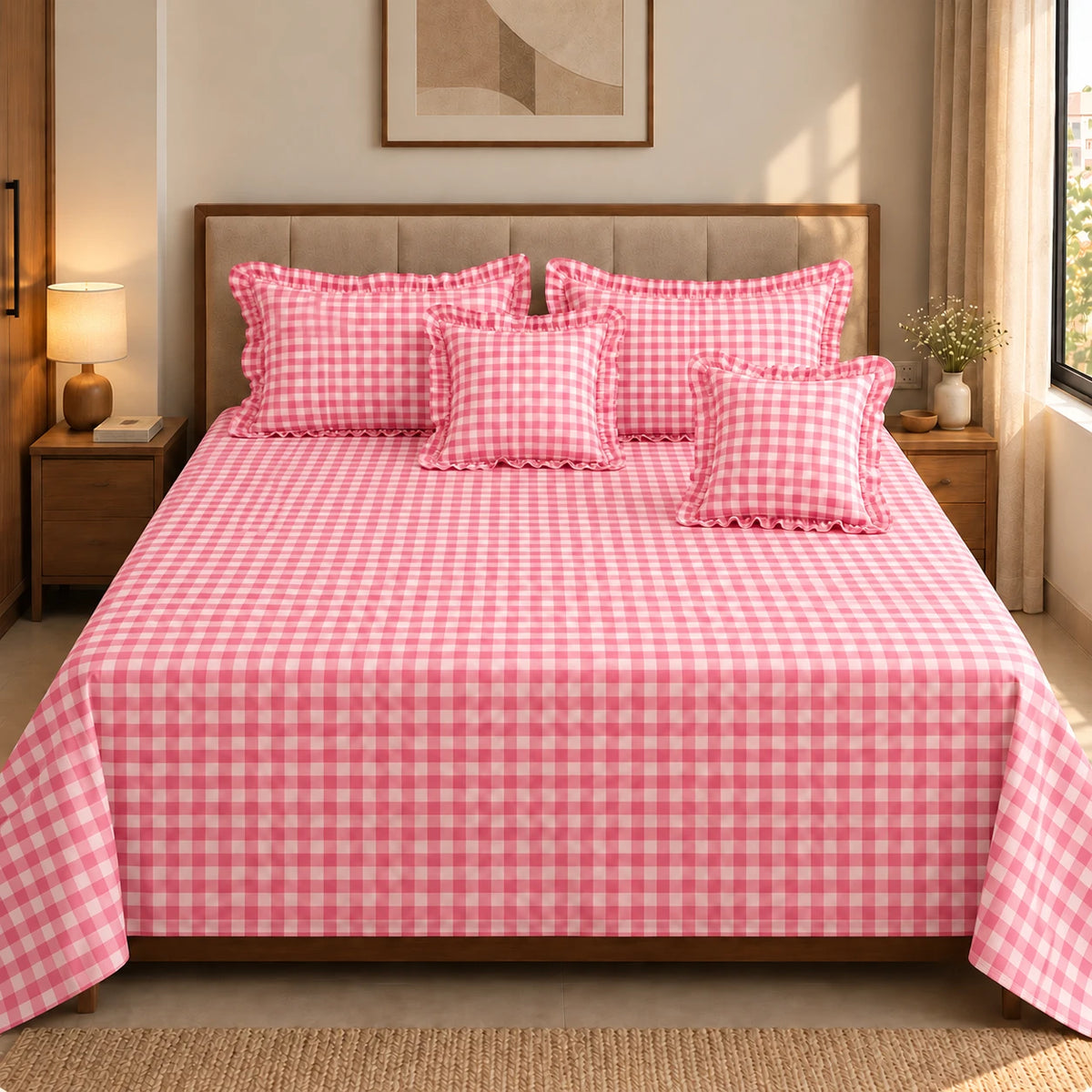 Juliette Rose - 5 Pieces - Ruffle Frill Bedding Set (90 x 100 inches)