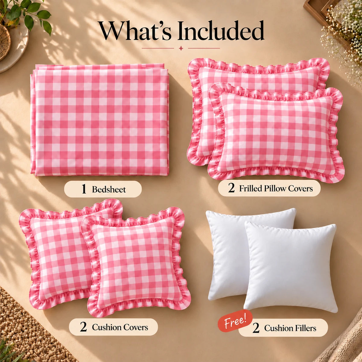 Juliette Rose - 5 Pieces - Ruffle Frill Bedding Set (90 x 100 inches)
