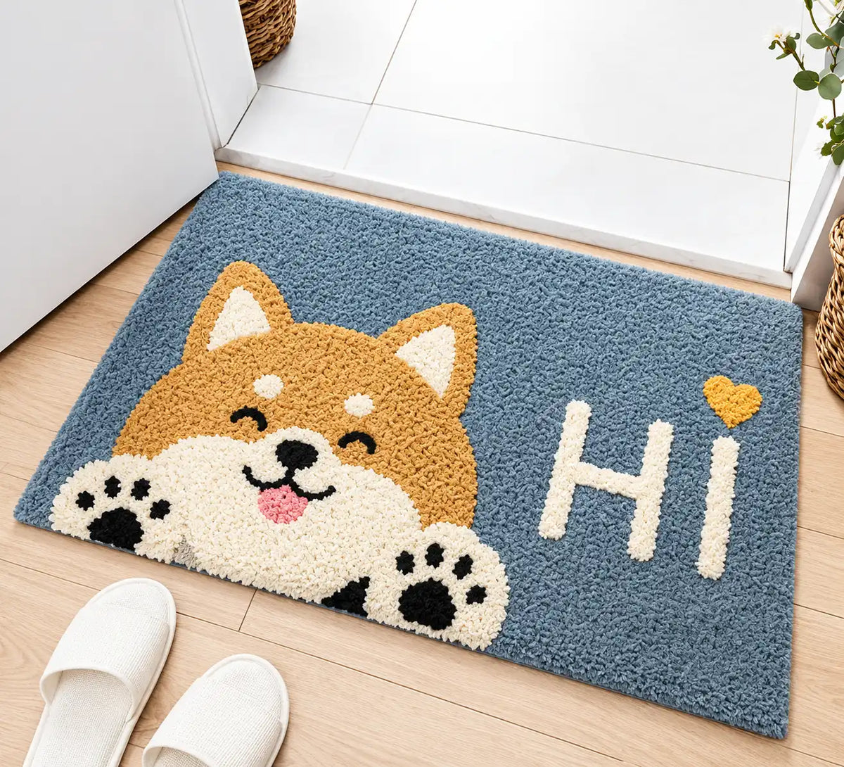 Kitty Blue - Anti-Slip Microfibre Doormat (40x60 cm)