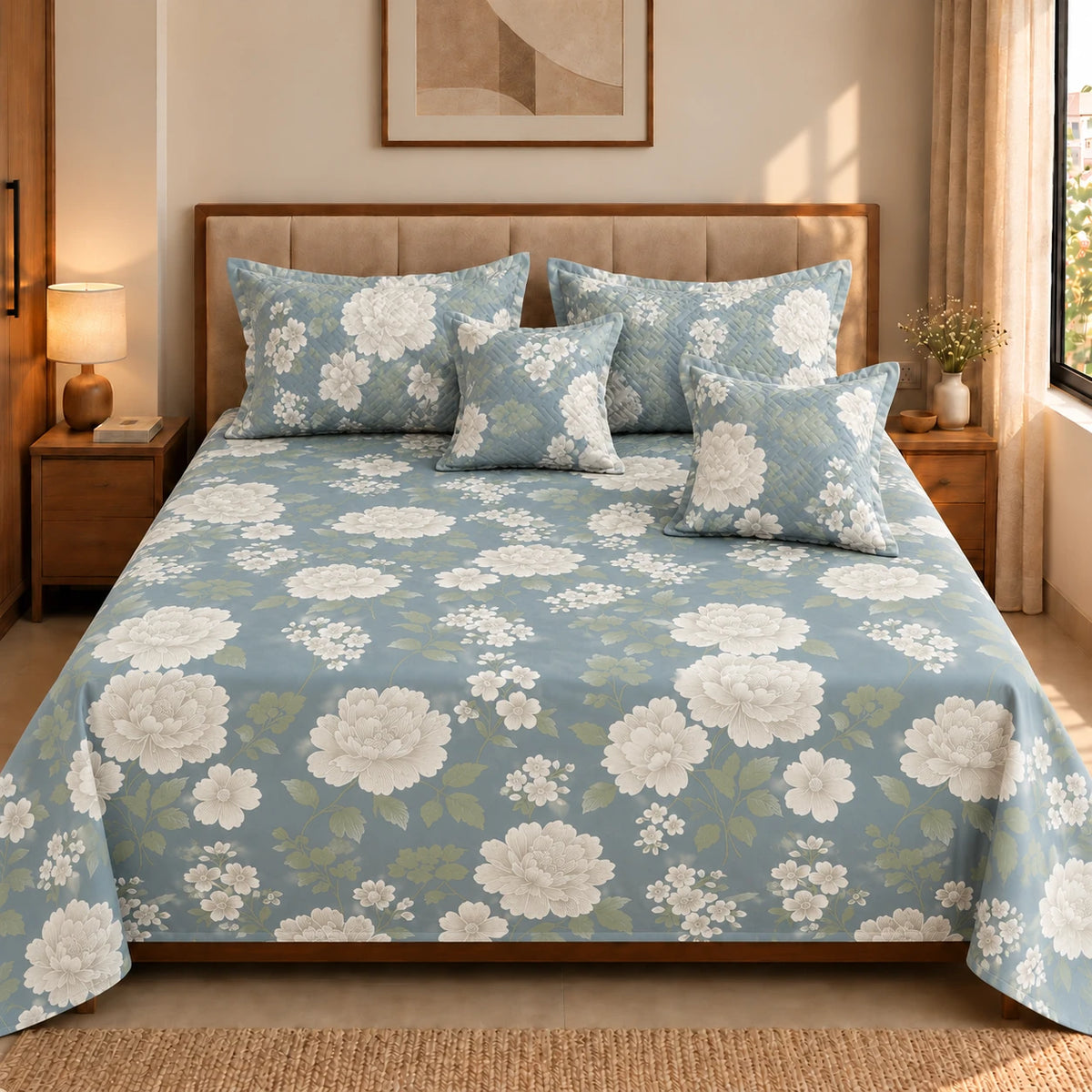 Lara - 5 Pieces - Quilted Bedding Set (90 x 90 inches)