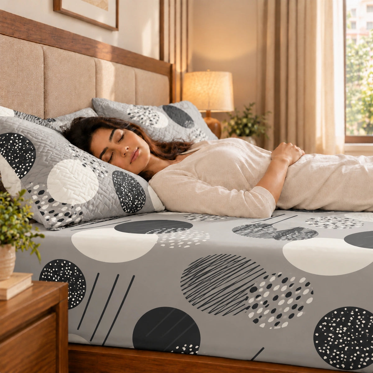 Luna - 5 Pieces - Quilted Bedding Set (90 x 90 inches)